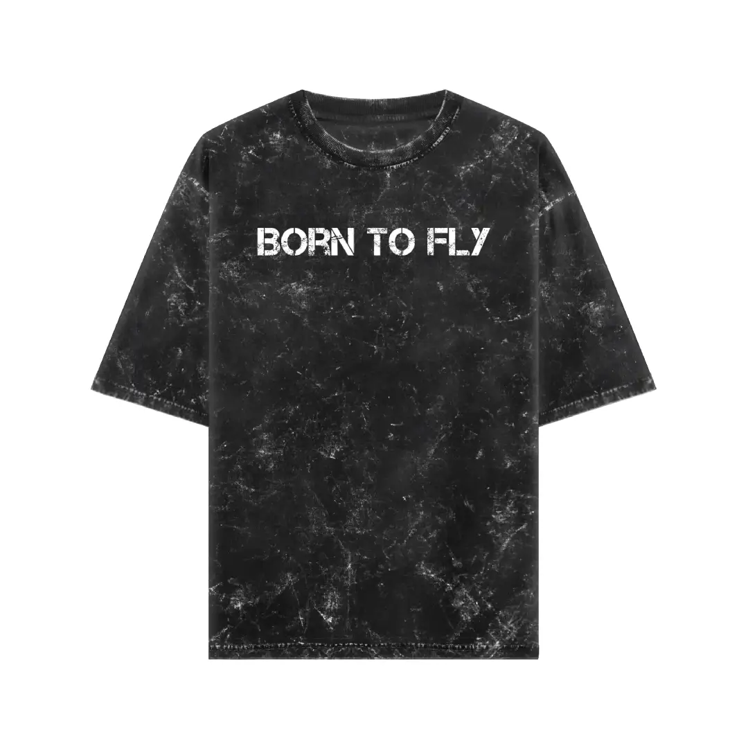 Born To Fly Acid Washed Oversized T-shirt - Image 2