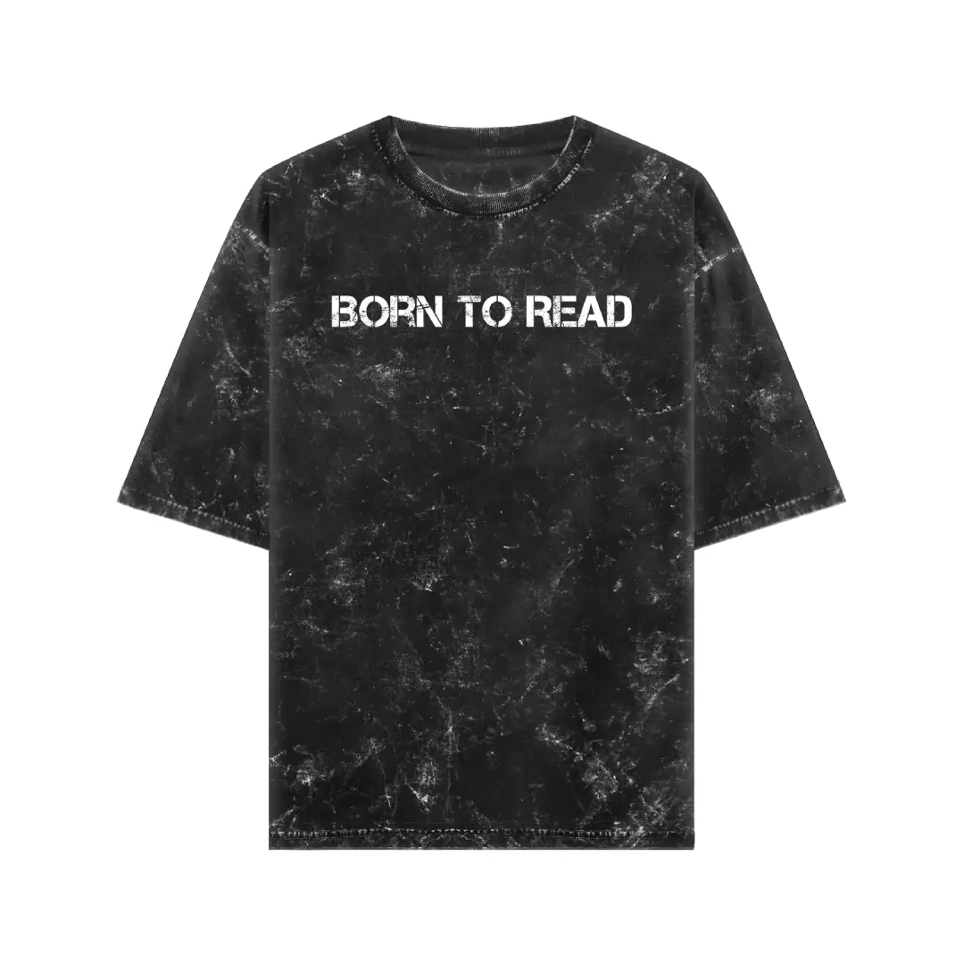 Born To Read Acid Washed Oversized T-shirt - Image 2