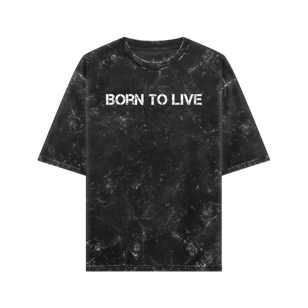 Born To Live Acid Washed Oversized T-shirt - Image 2