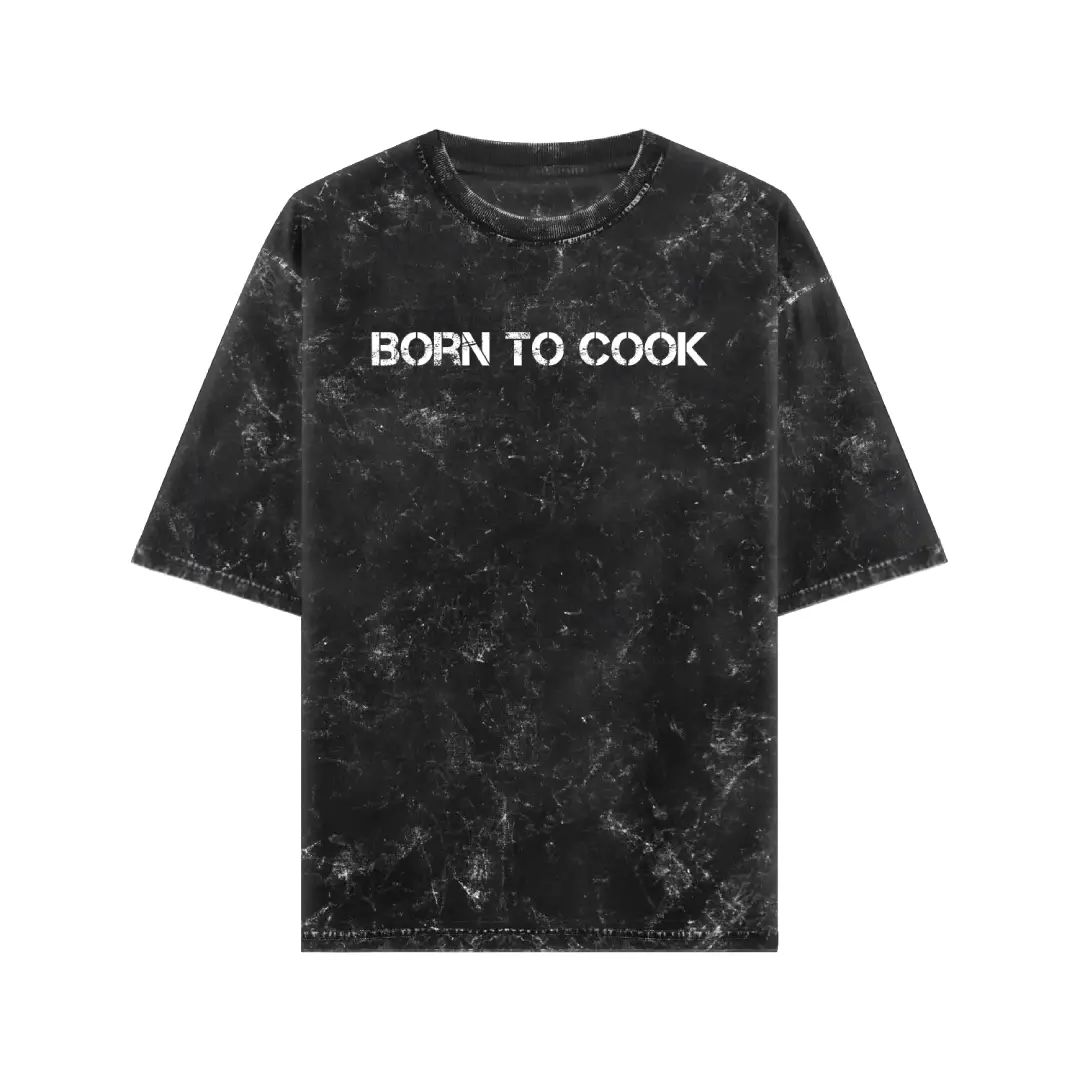 Born To Cook Acid Washed Oversized T-shirt