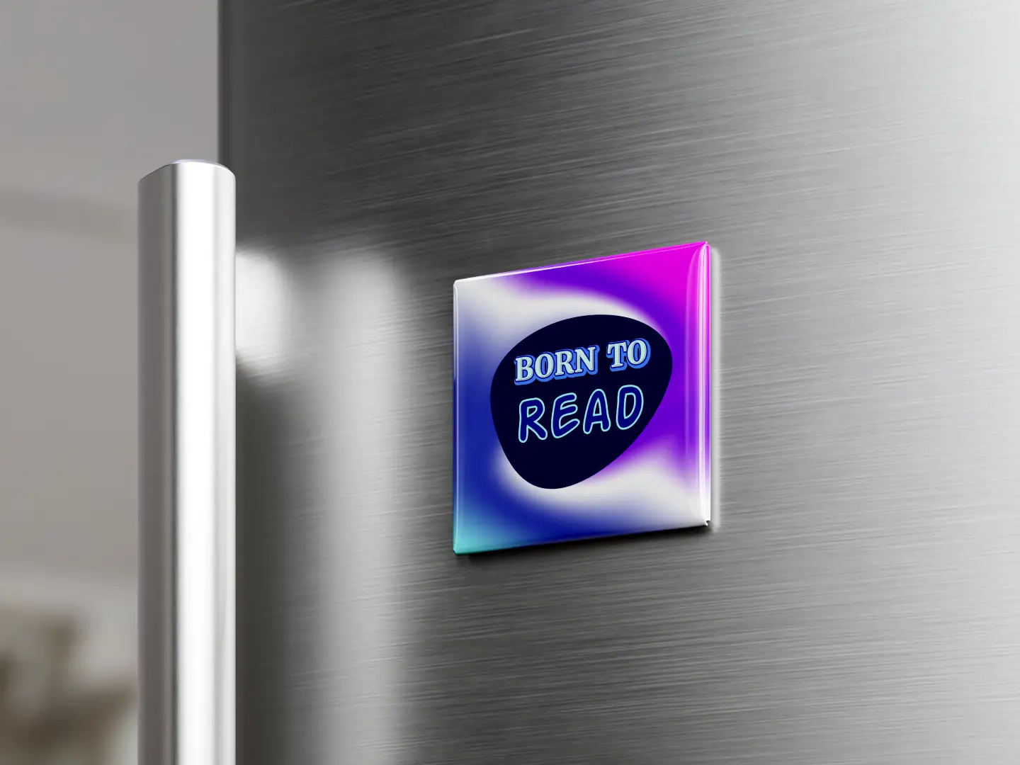 Born To Read Square Fridge Magnet - Image 3