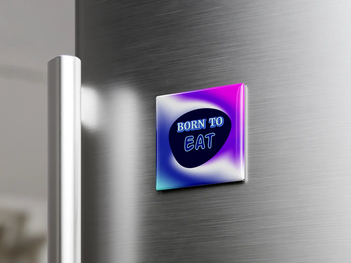 Born To Eat Square Fridge Magnet - Image 3
