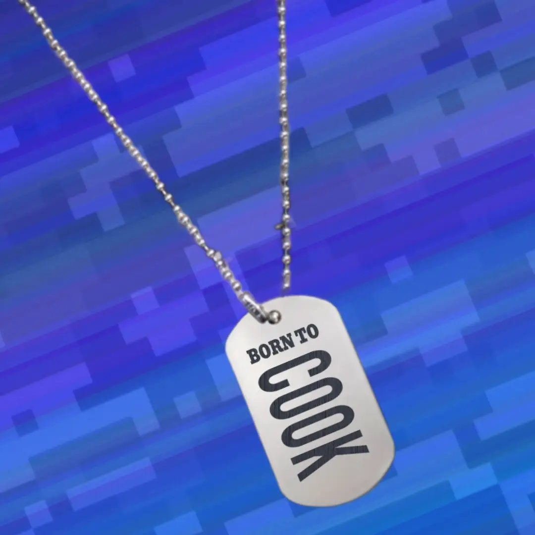 Born To Cook Everyday Dog Tag Chain Pendant - Image 2