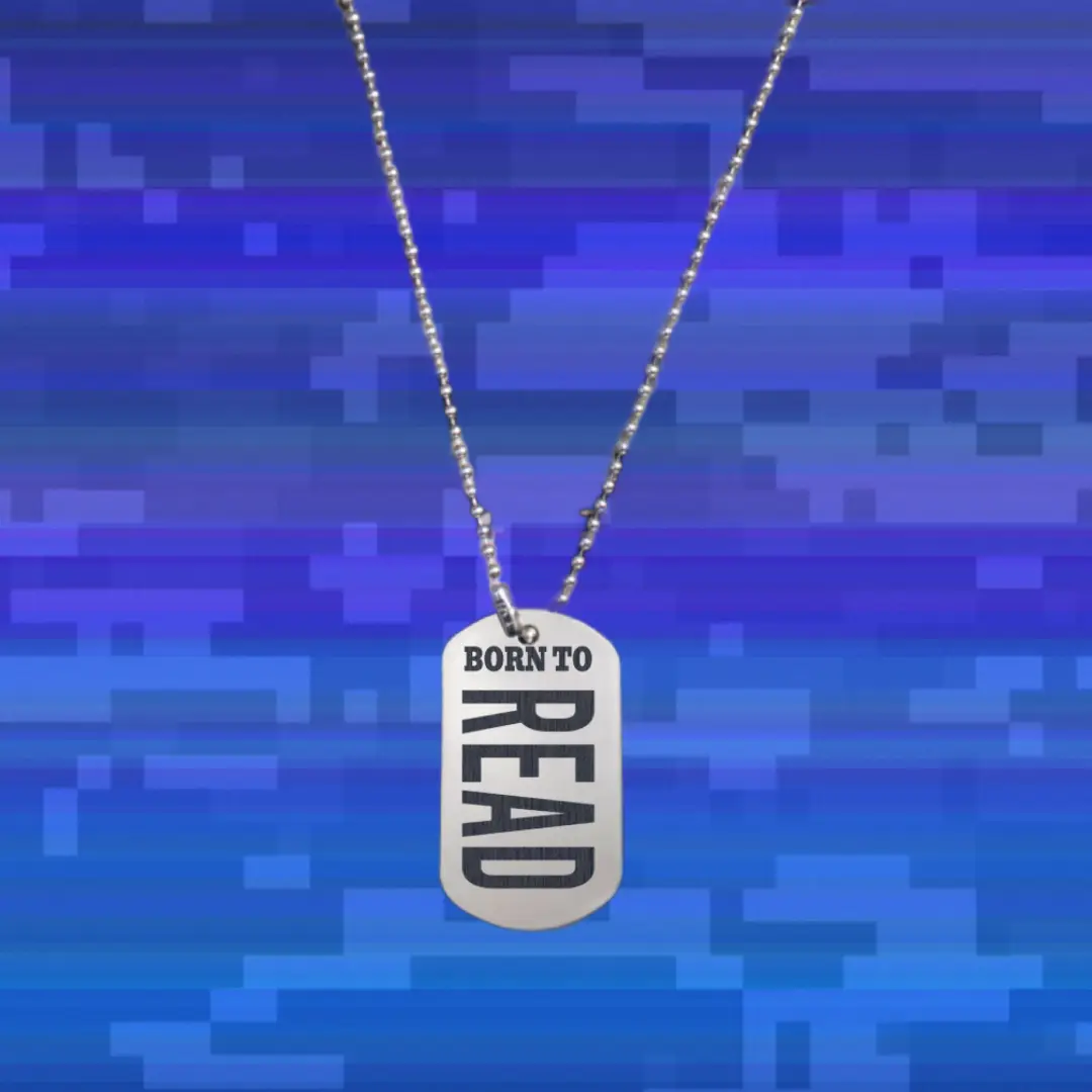 Born To Read Everyday Dog Tag Chain Pendant