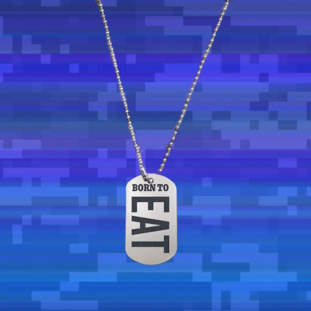Born To Eat Everyday Dog Tag Chain Pendant