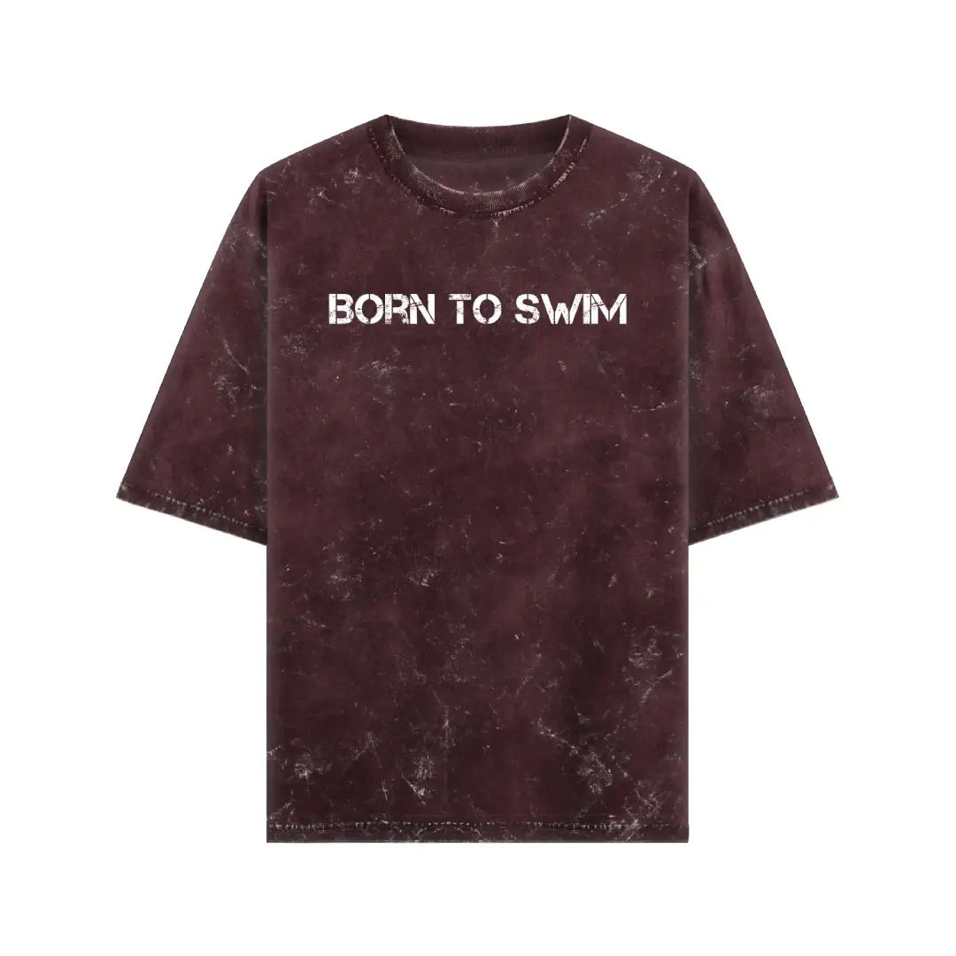 Born To Swim Acid Washed Oversized T-shirt - Image 4