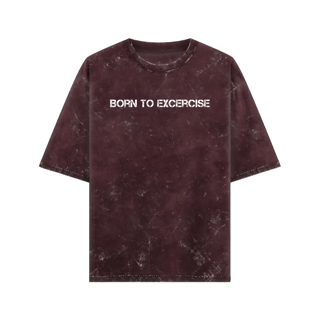 Born To Excercise Acid Washed Oversized T-shirt