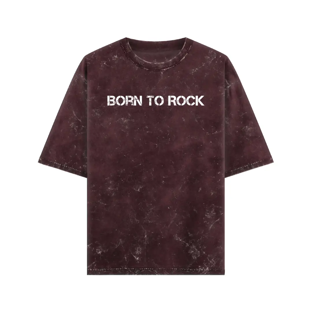 Born To Rock Acid Washed Oversized T-shirt - Image 3
