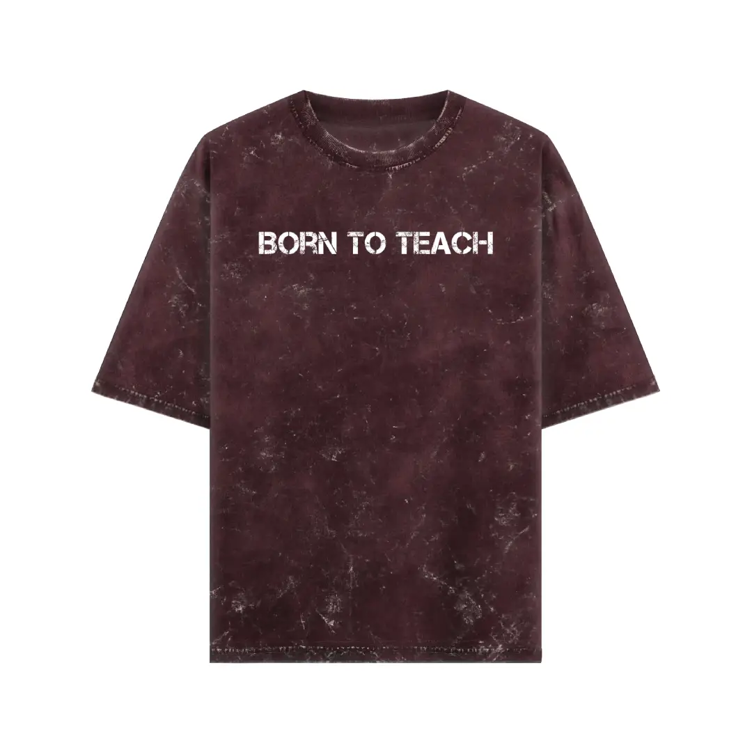 Born To Teach Acid Washed Oversized T-shirt - Image 3