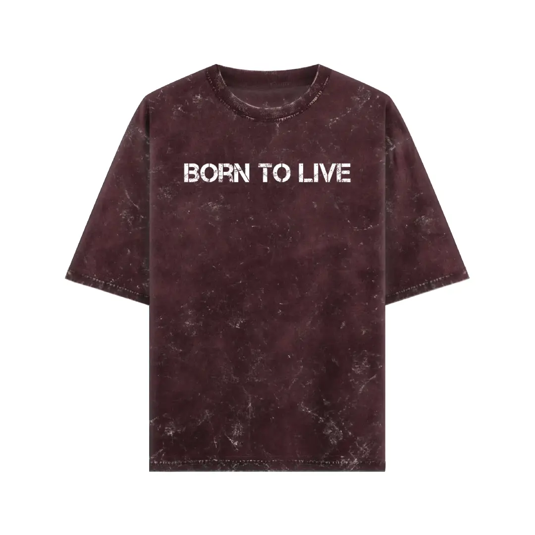 Born To Live Acid Washed Oversized T-shirt - Image 4