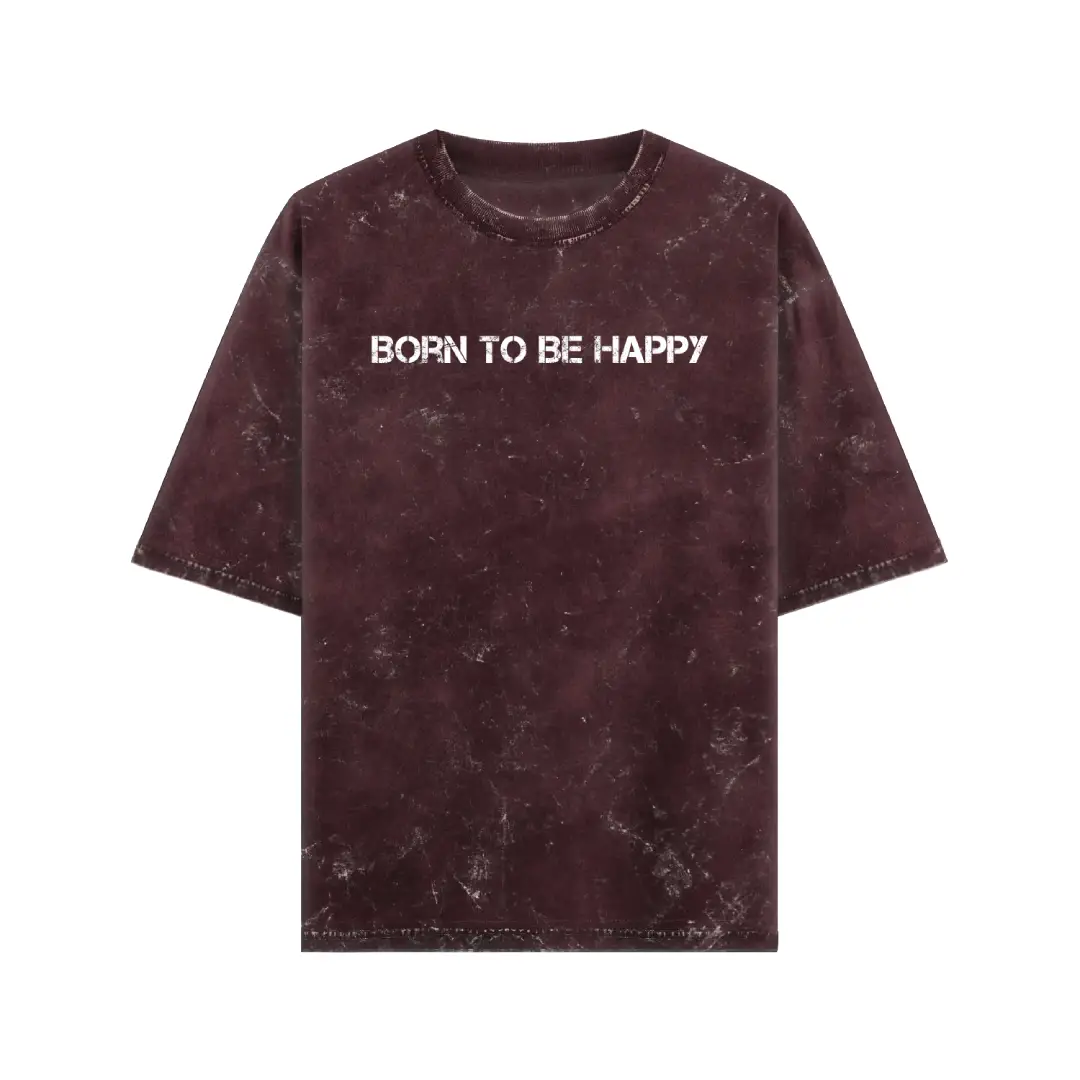 Born To Be Happy Acid Washed Oversized T-shirt - Image 4