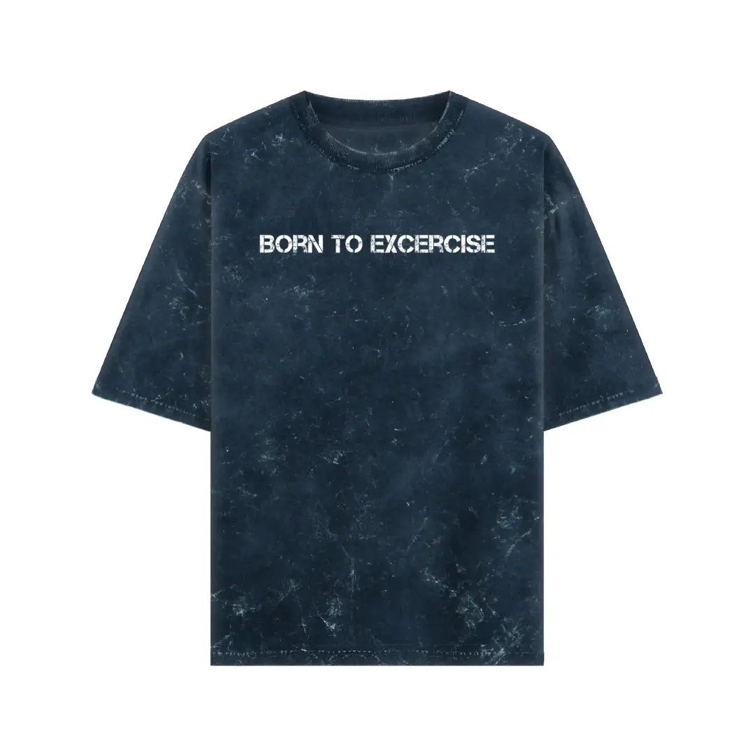 Born To Excercise Acid Washed Oversized T-shirt - Image 4
