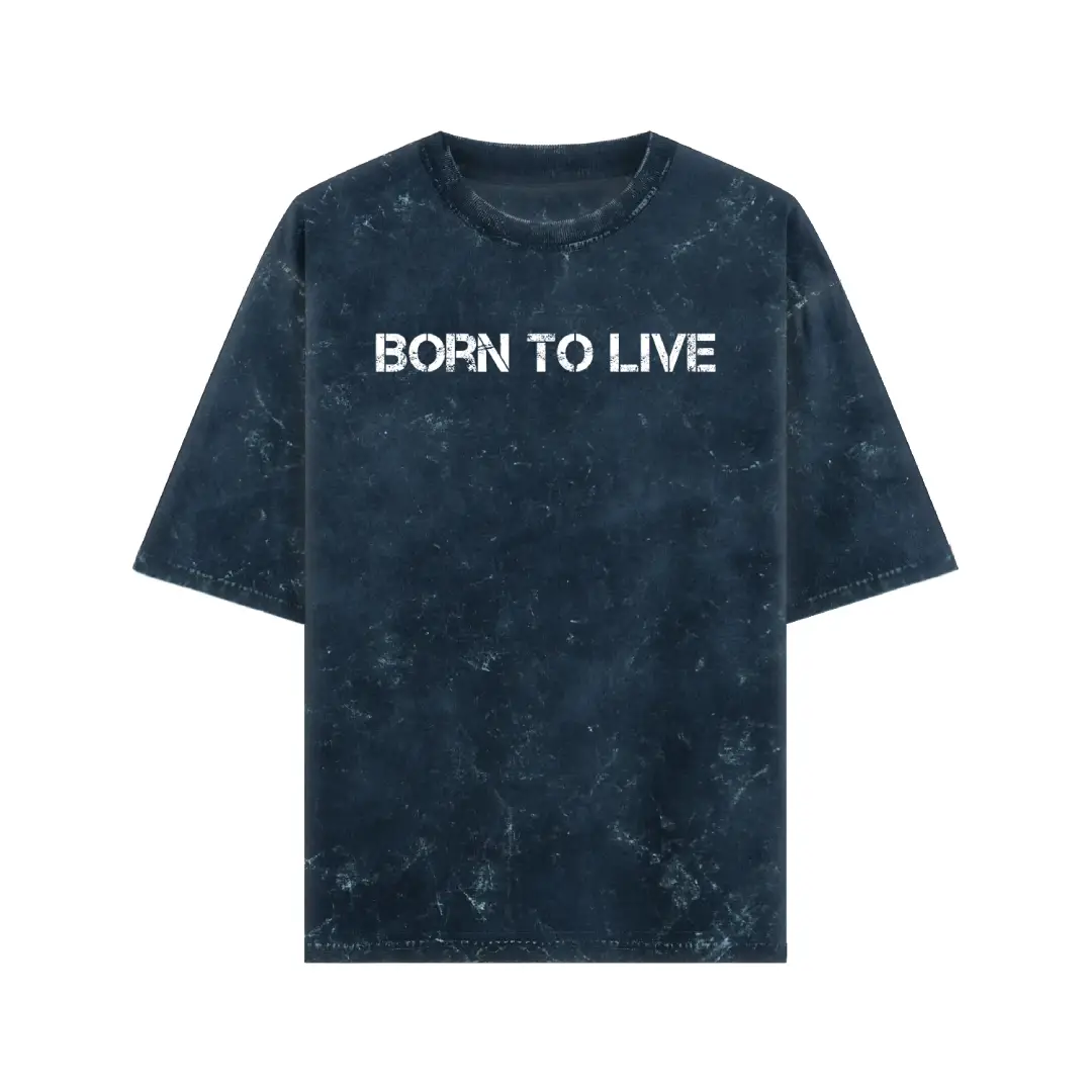 Born To Live Acid Washed Oversized T-shirt - Image 5