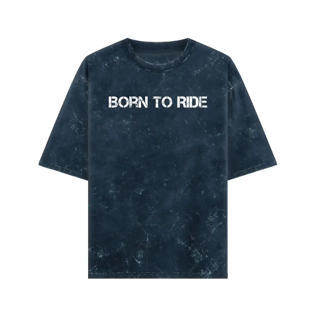 Born To Ride Acid Washed Oversized T-shirt - Image 4