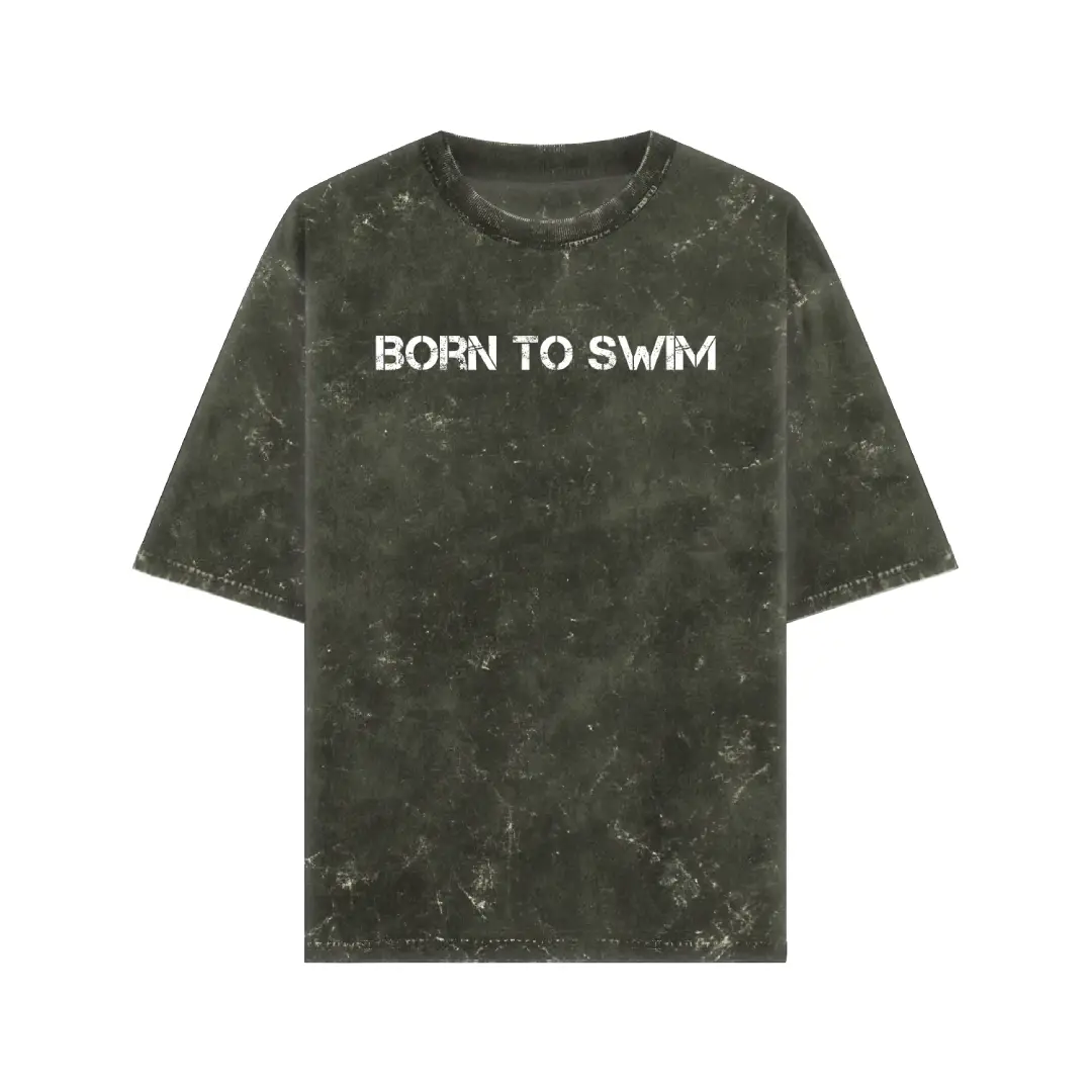 Born To Swim Acid Washed Oversized T-shirt - Image 6