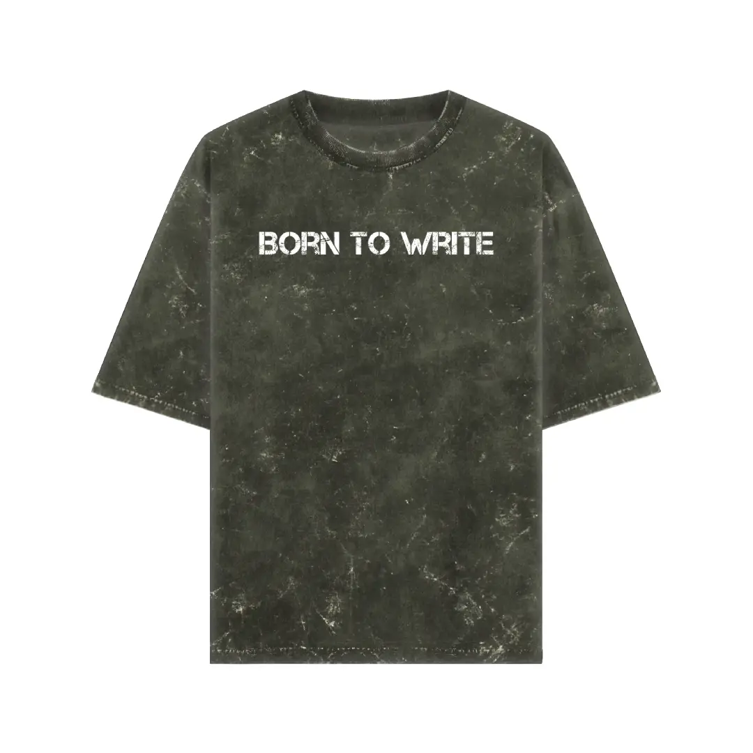 Born To Write Acid Washed Oversized T-shirt - Image 6