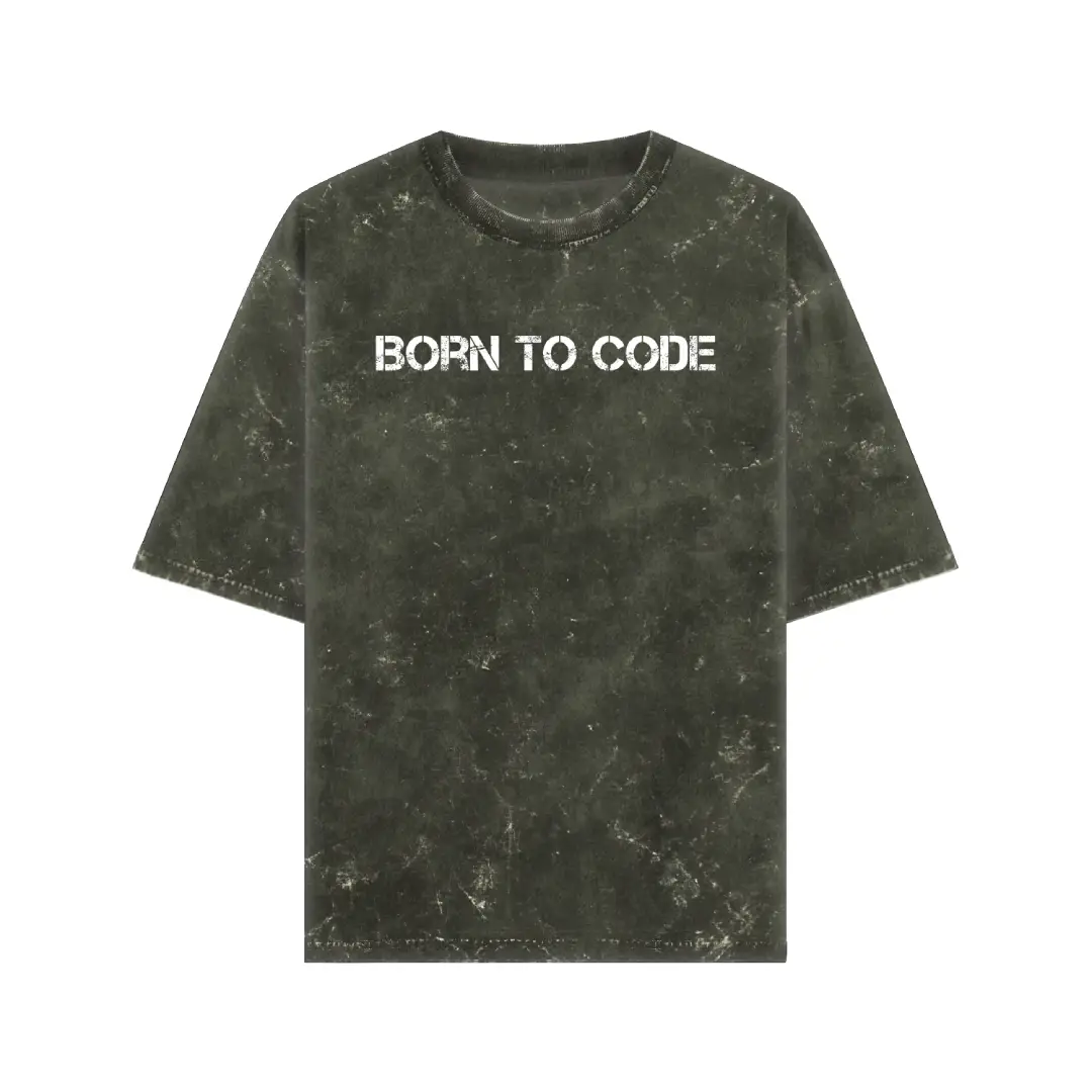 Born To Code Acid Washed Oversized T-shirt - Image 6