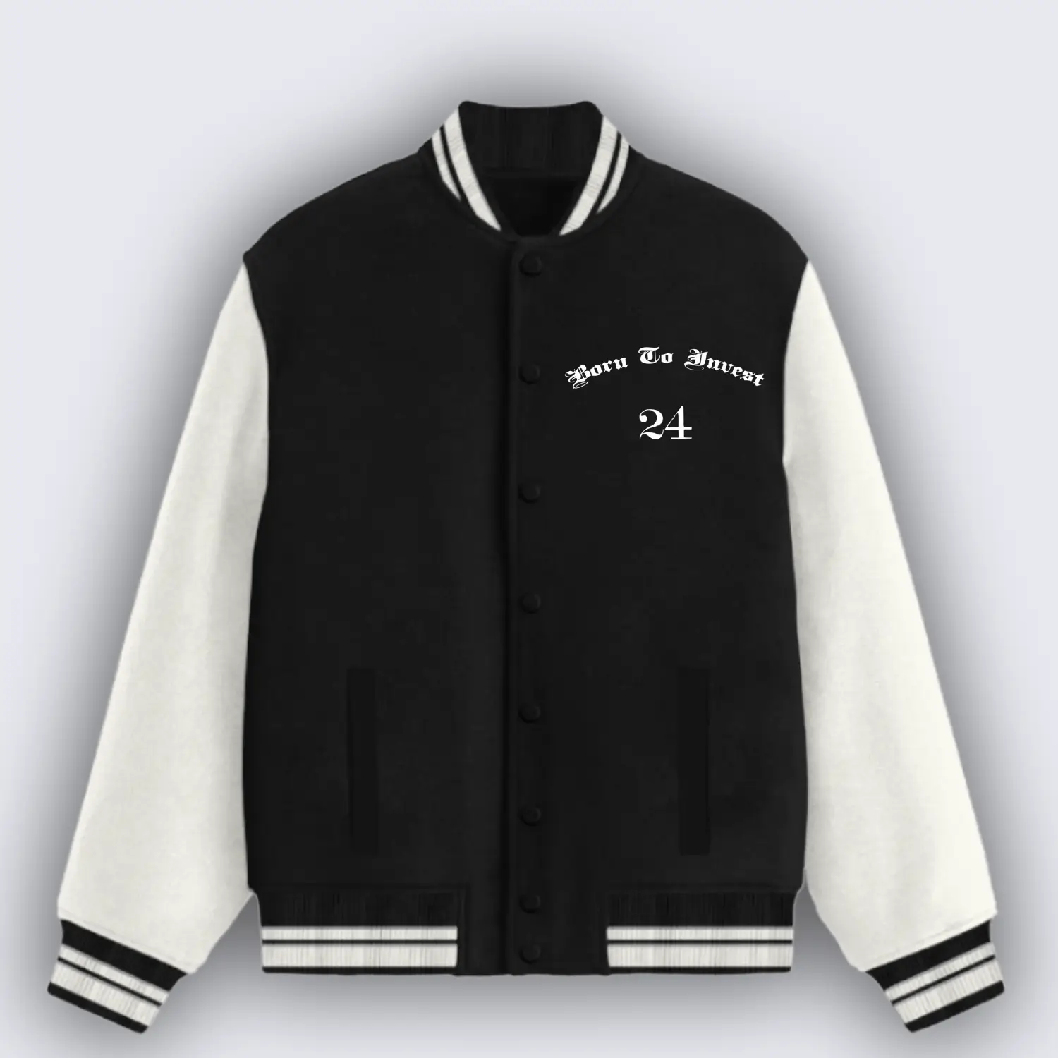 Born To Invest Black Varsity Jacket - Image 2