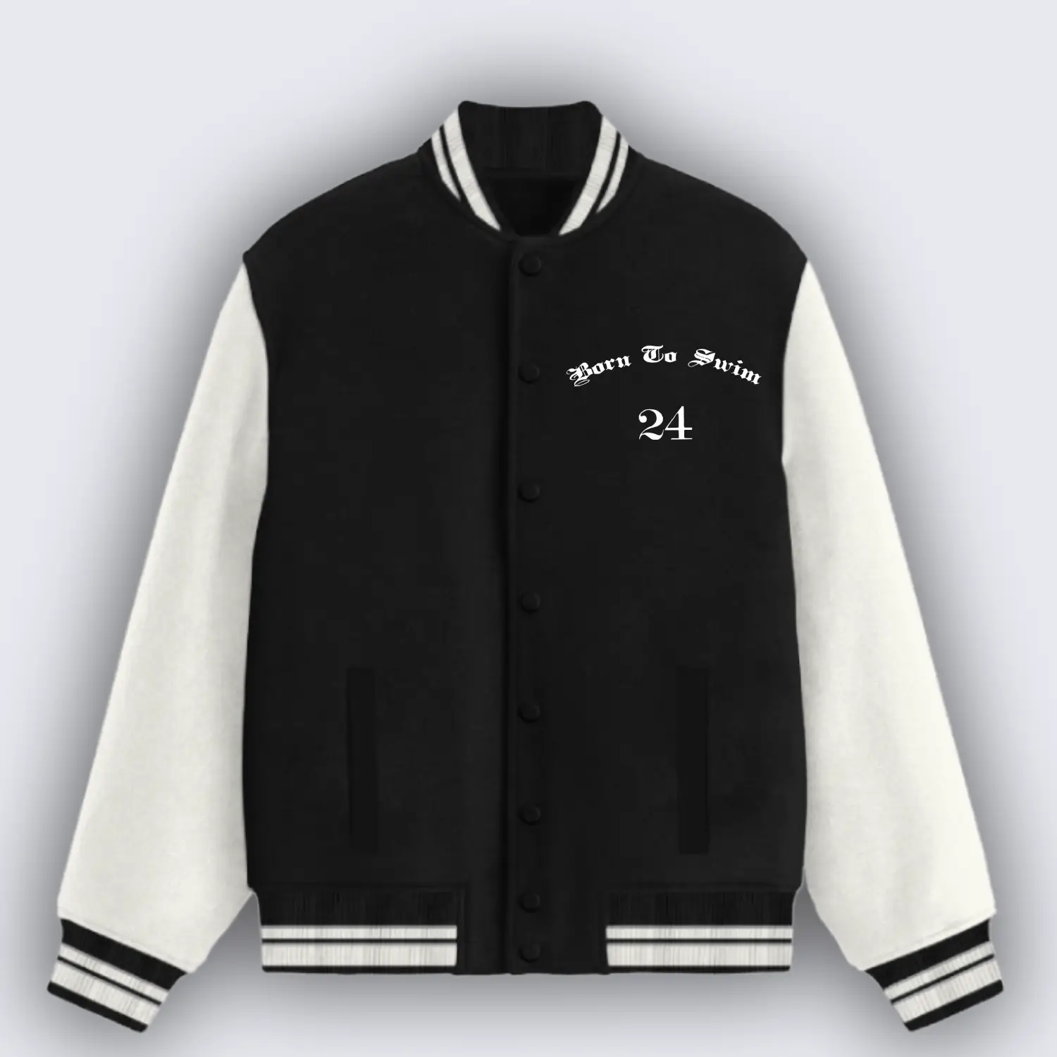 Born To Swim Black Varsity Jacket - Image 2