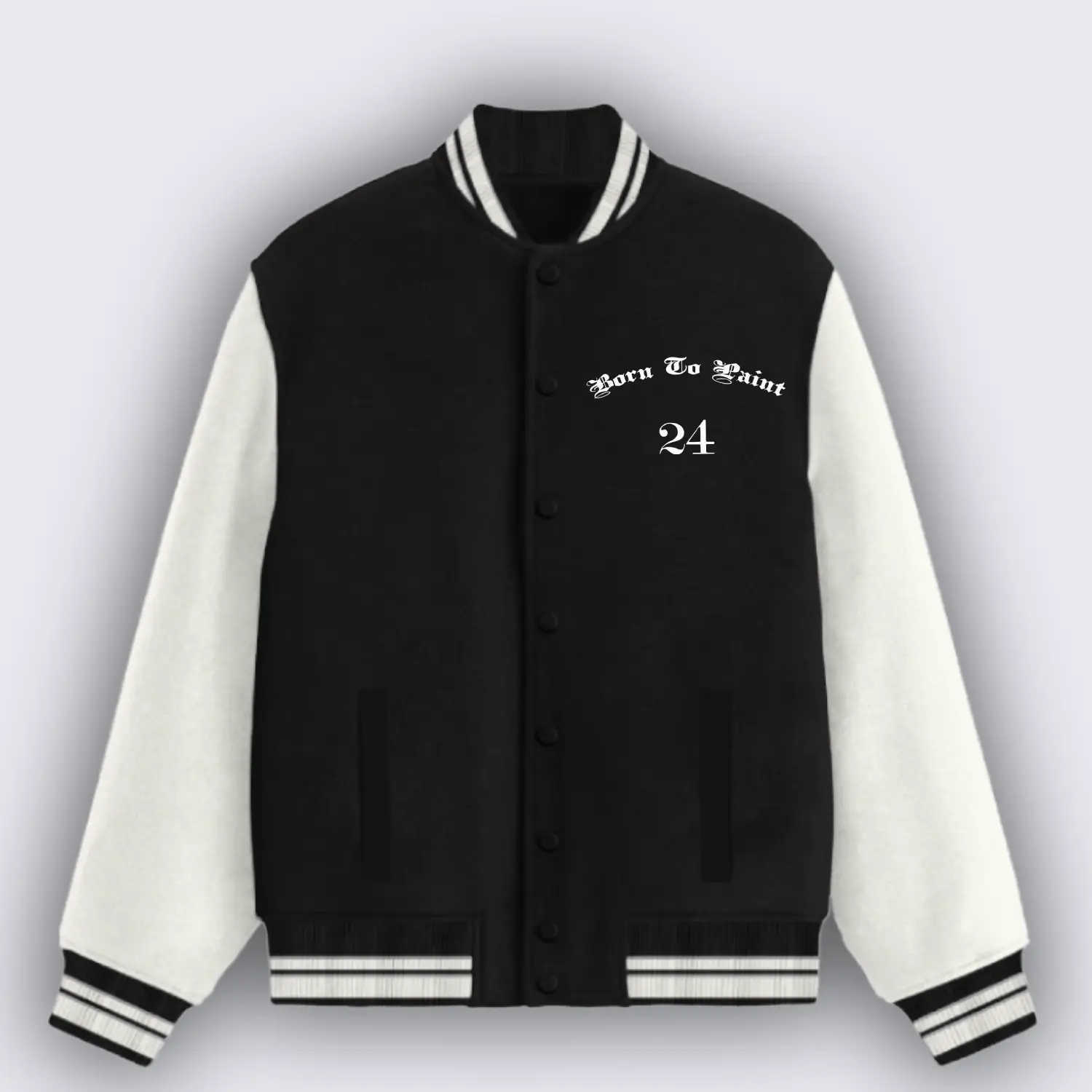 Born To Paint Black Varsity Jacket - Image 2