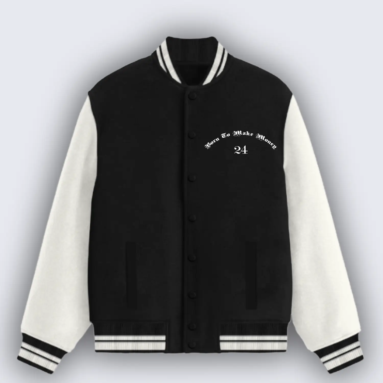 Born To Make Money Black Varsity Jacket - Image 2