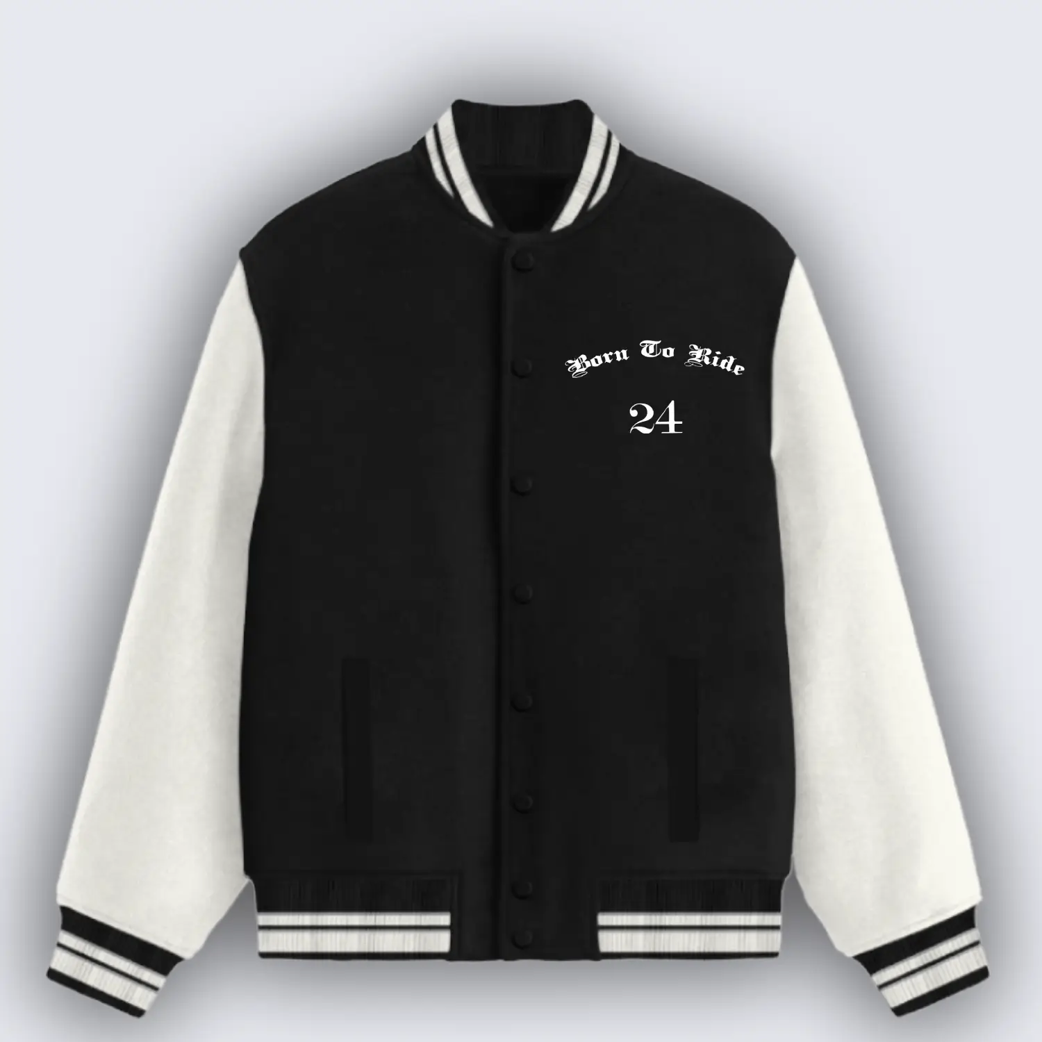 Born To Ride Black Varsity Jacket - Image 2