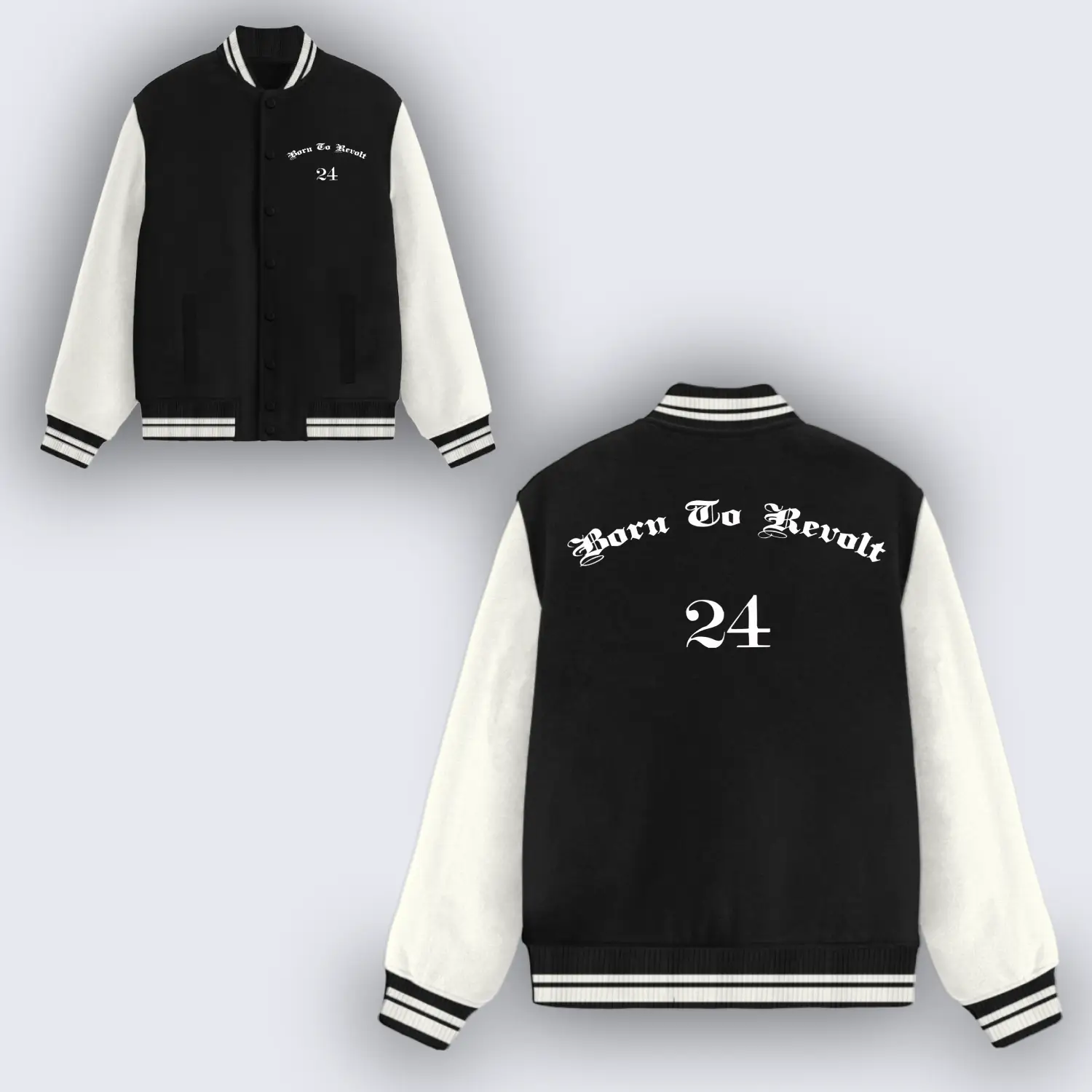 Born To Revolt Black Varsity Jacket