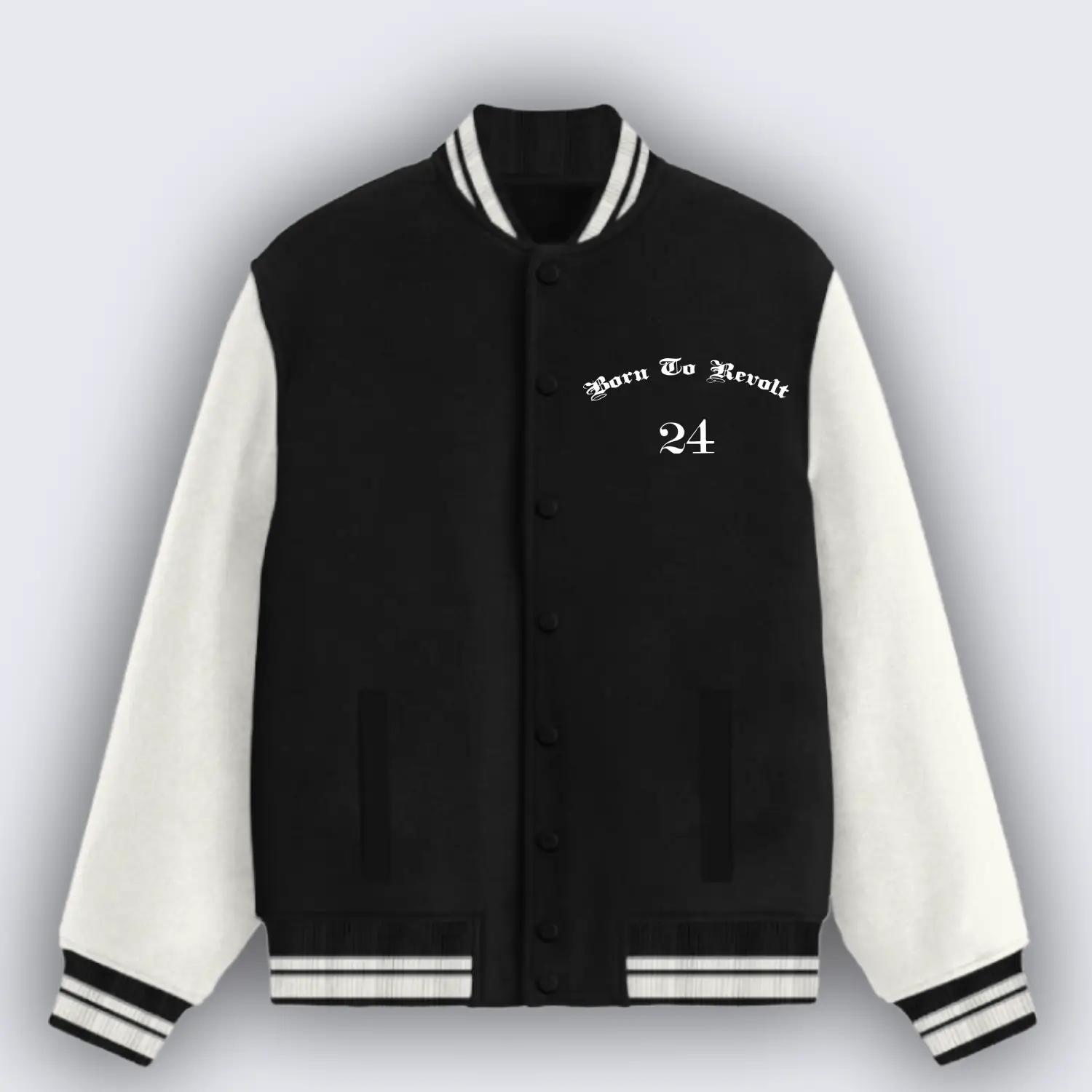 Born To Revolt Black Varsity Jacket - Image 2