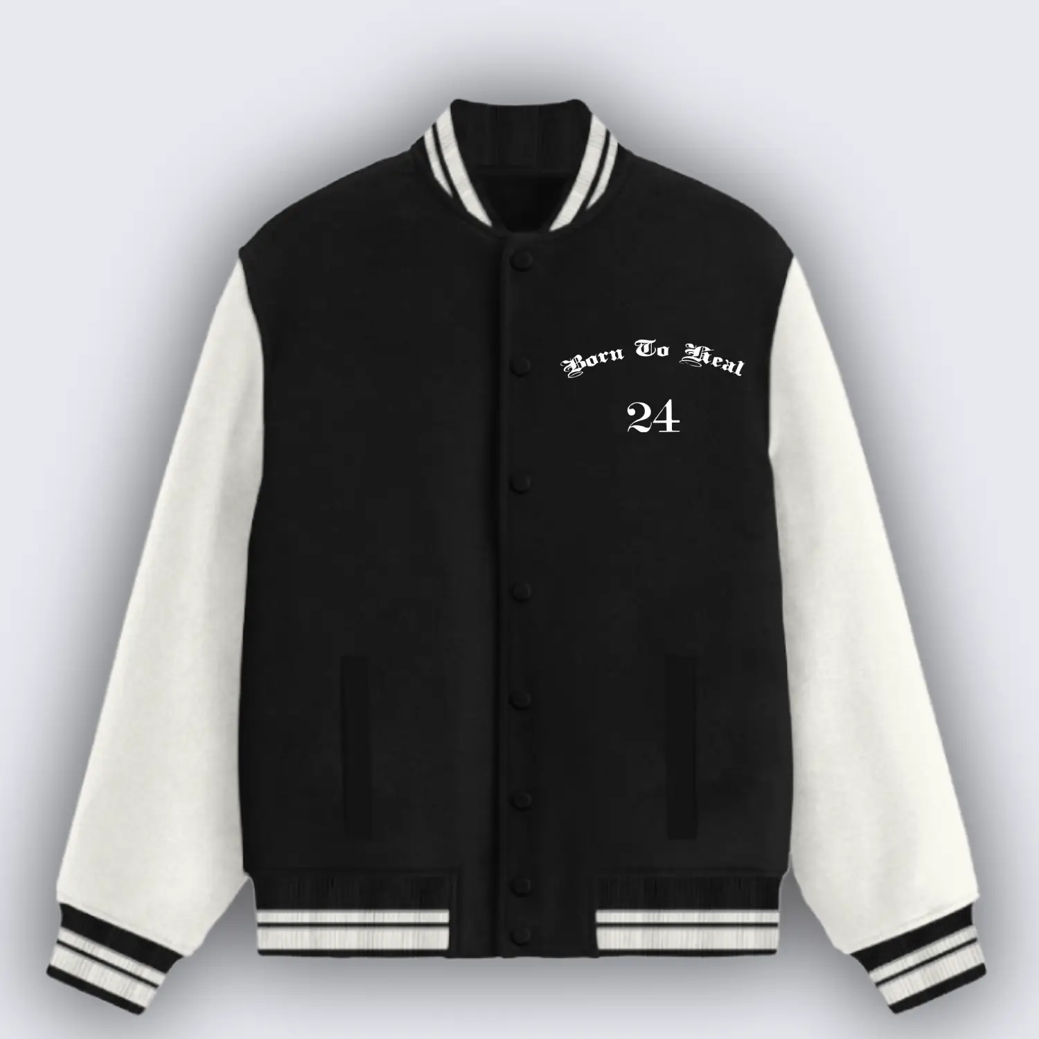 Born To Heal Black Varsity Jacket - Image 2