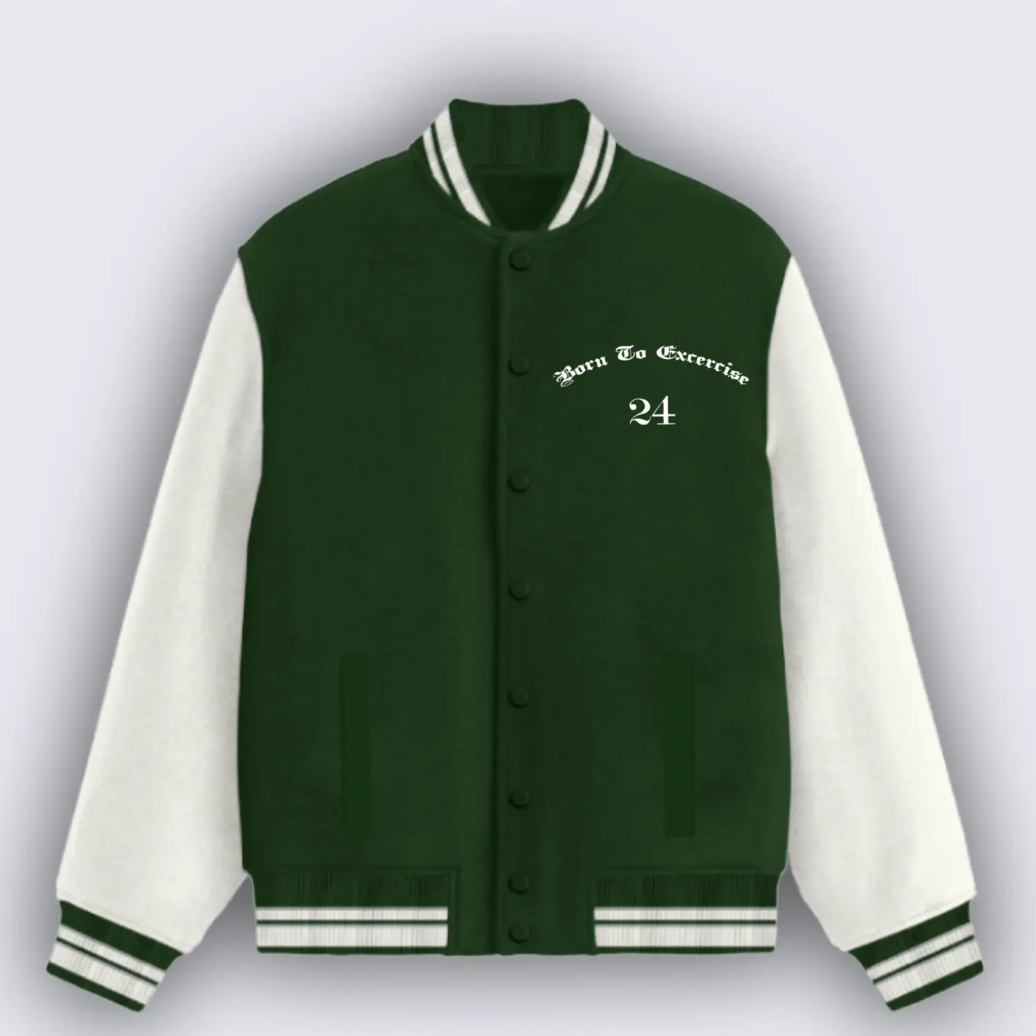 Born To Excercise Green Varsity Jacket