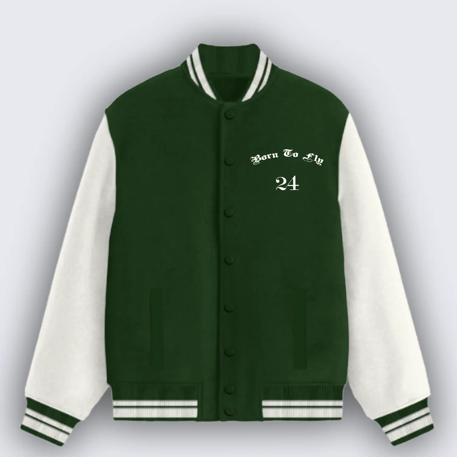 Born To Fly Green Varsity Jacket