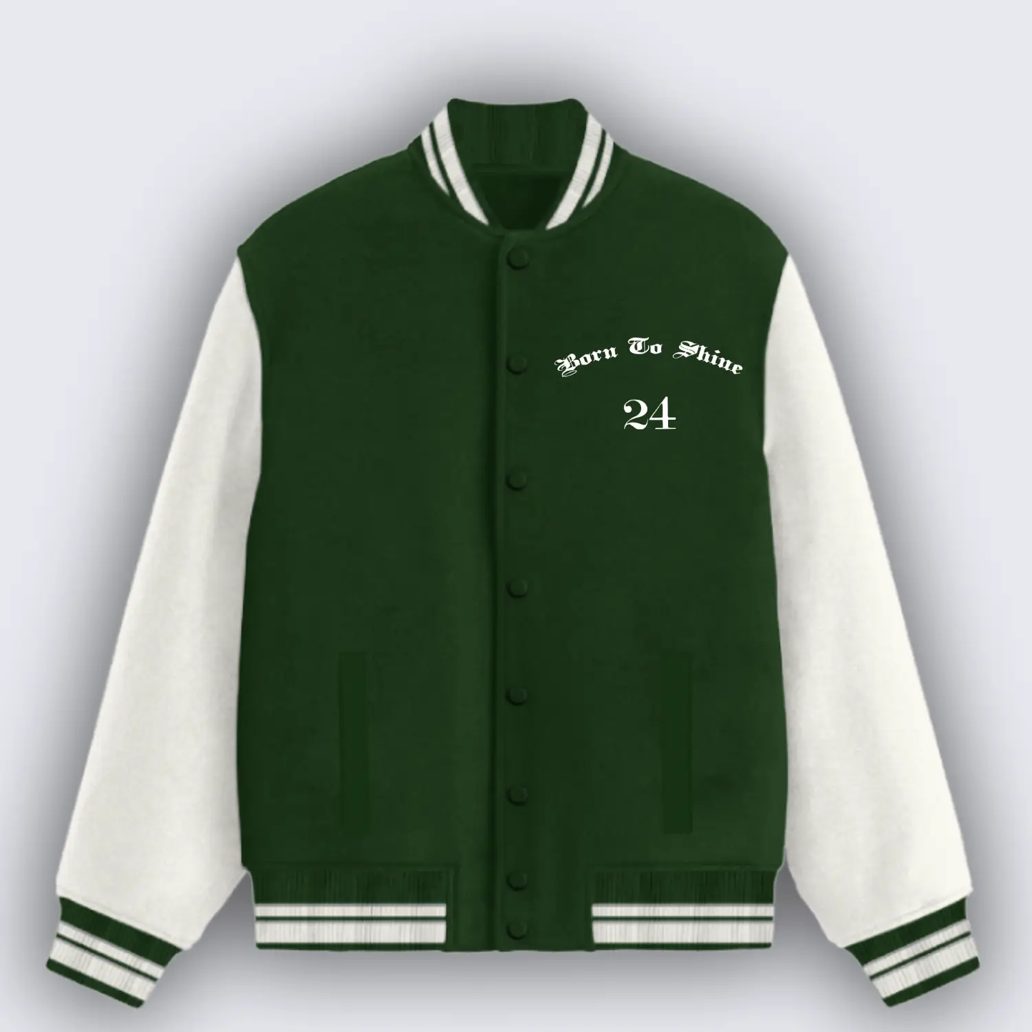 Born To Shine Green Varsity Jacket