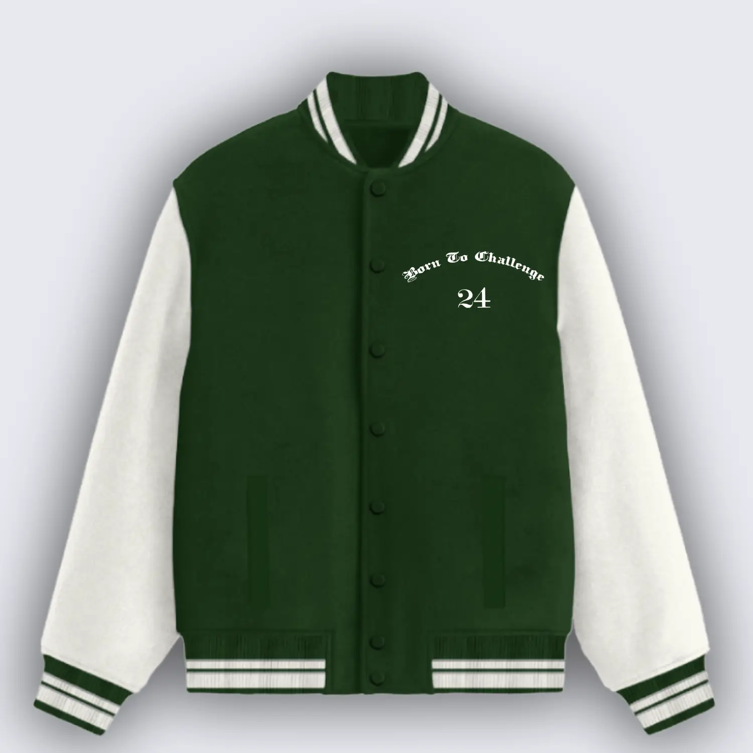 Born To Challenge Green Varsity Jacket