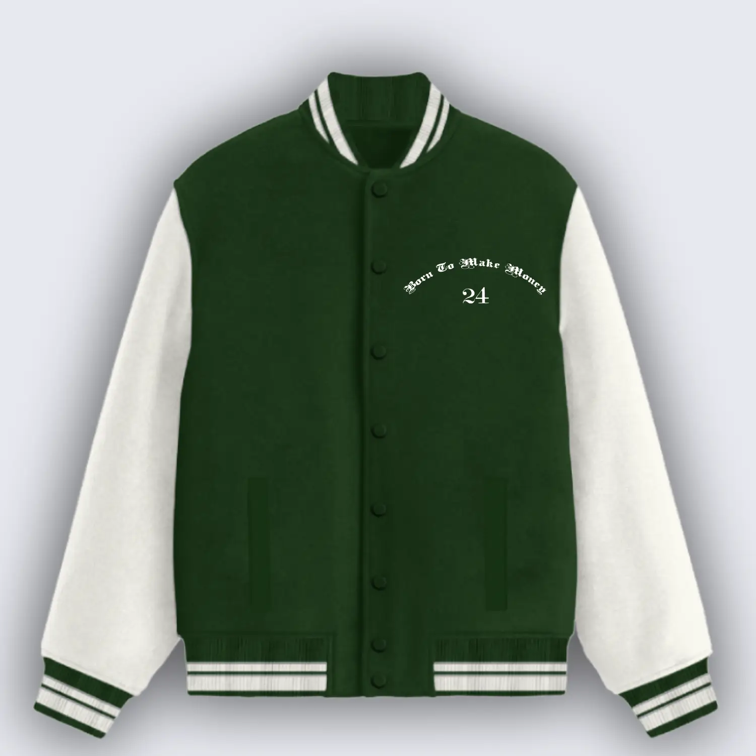 Born To Make Money Green Varsity Jacket