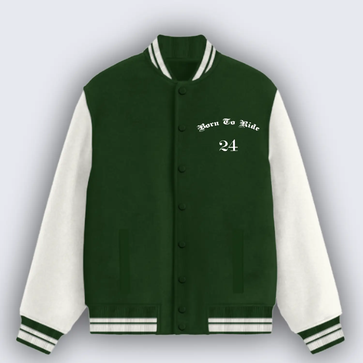Born To Ride Green Varsity Jacket