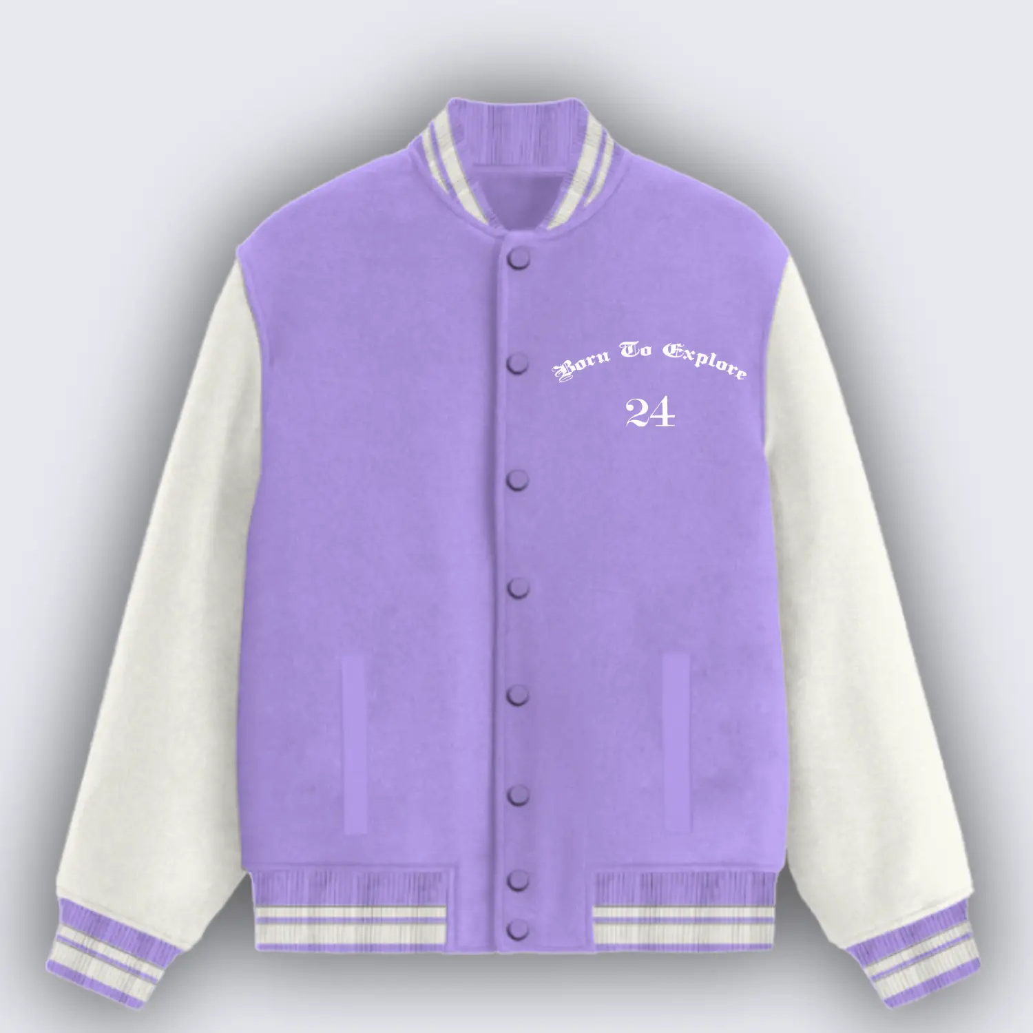 Born To Explore Lavender Varsity Jacket - Image 2