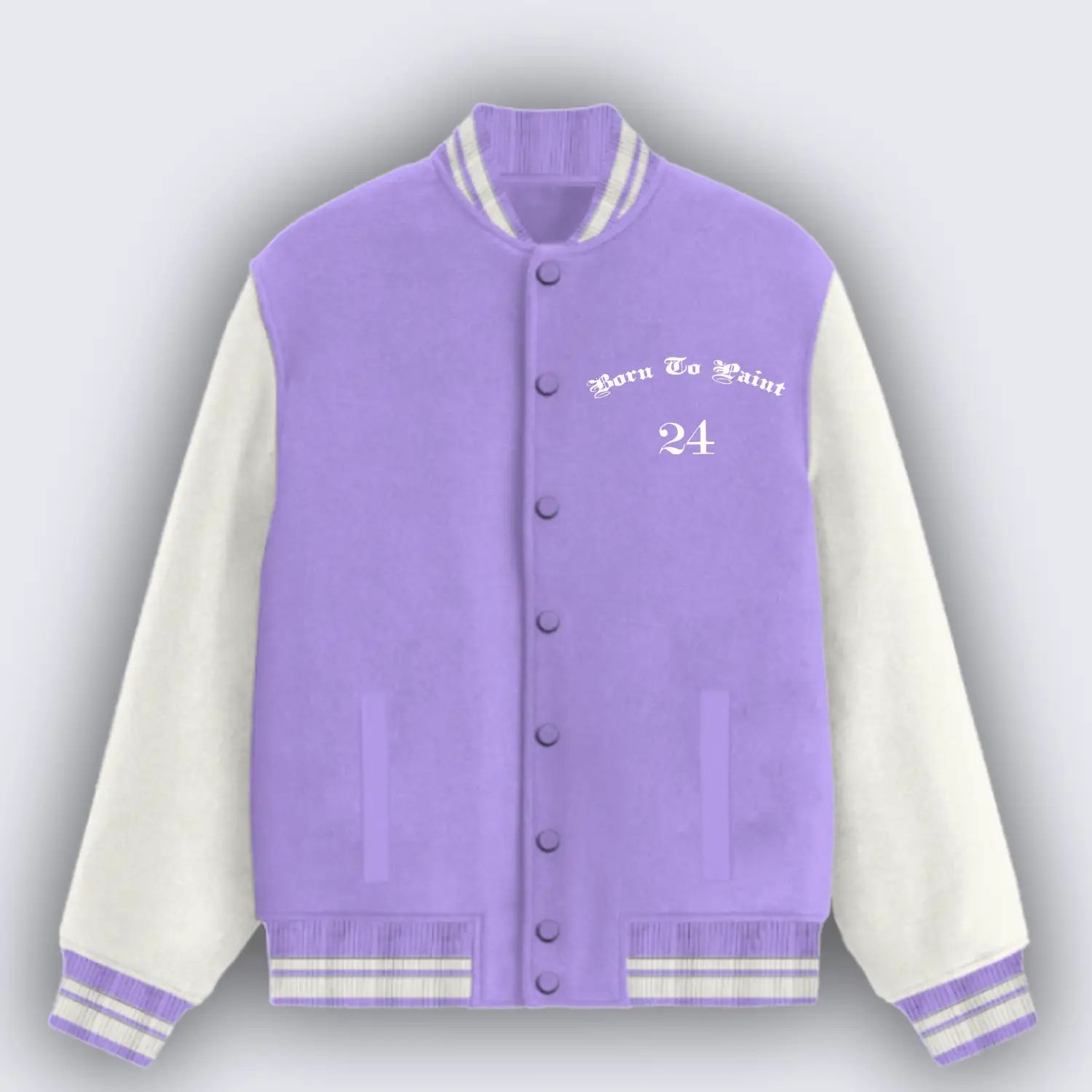 Born To Paint Lavender Varsity Jacket - Image 2