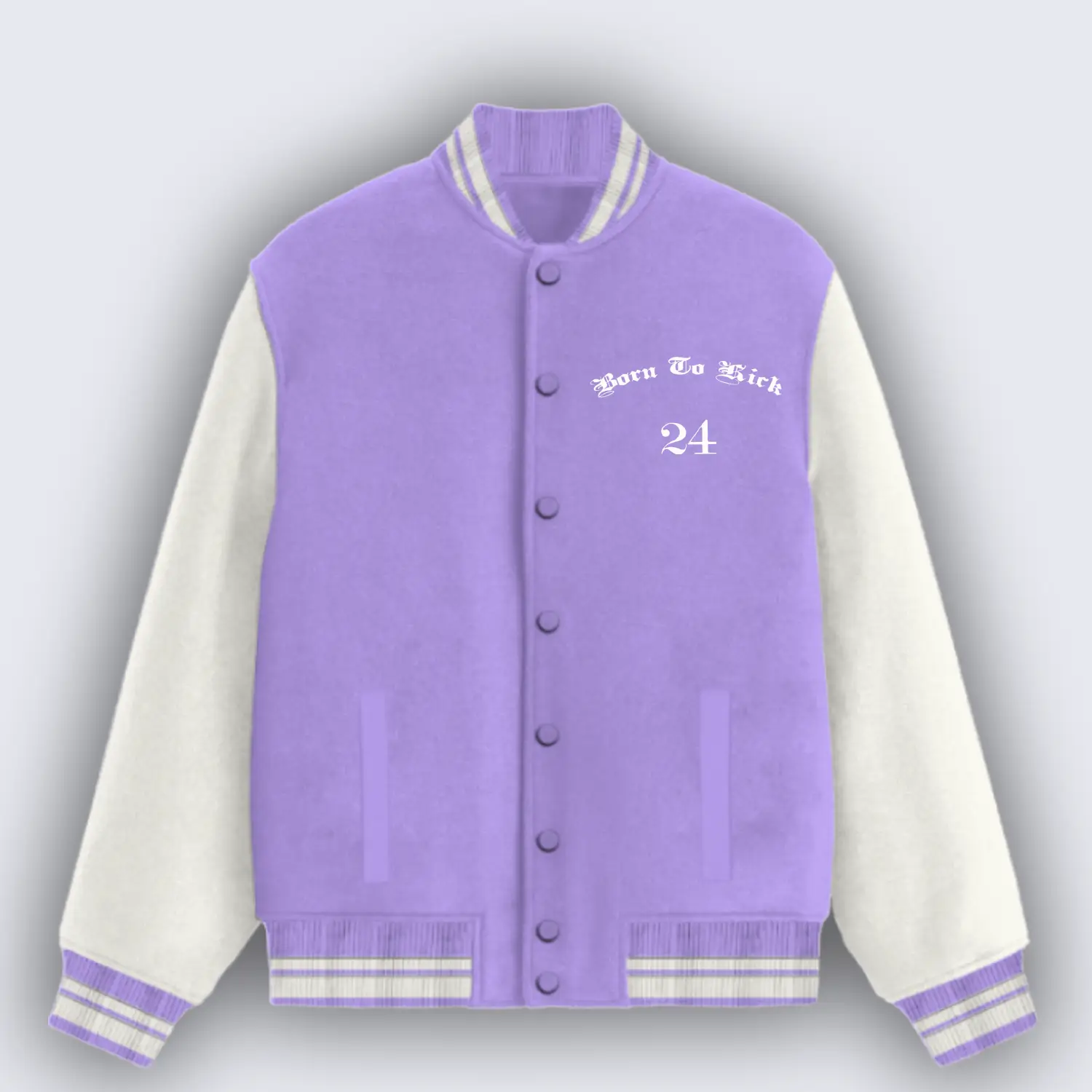 Born To Kick Lavender Varsity Jacket - Image 2
