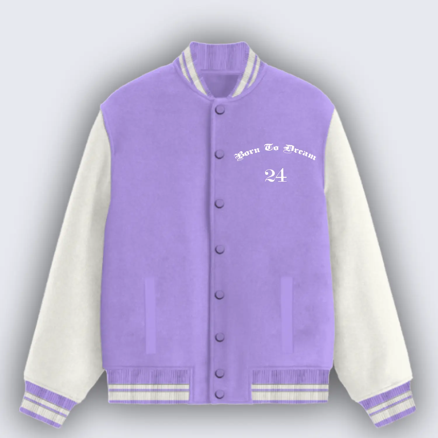 Born To Dream Lavender Varsity Jacket - Image 2