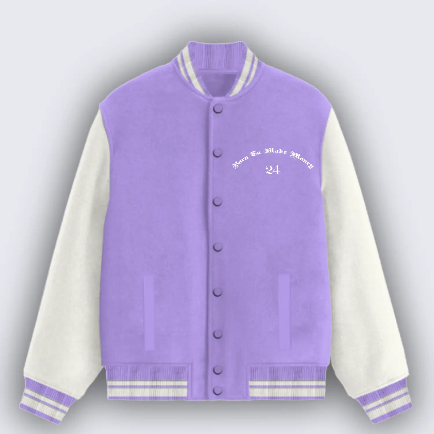 Born To Make Money Lavender Varsity Jacket - Image 2