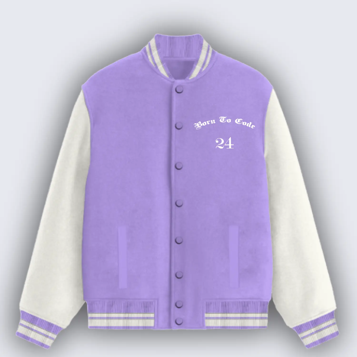 Born To Code Lavender Varsity Jacket - Image 2