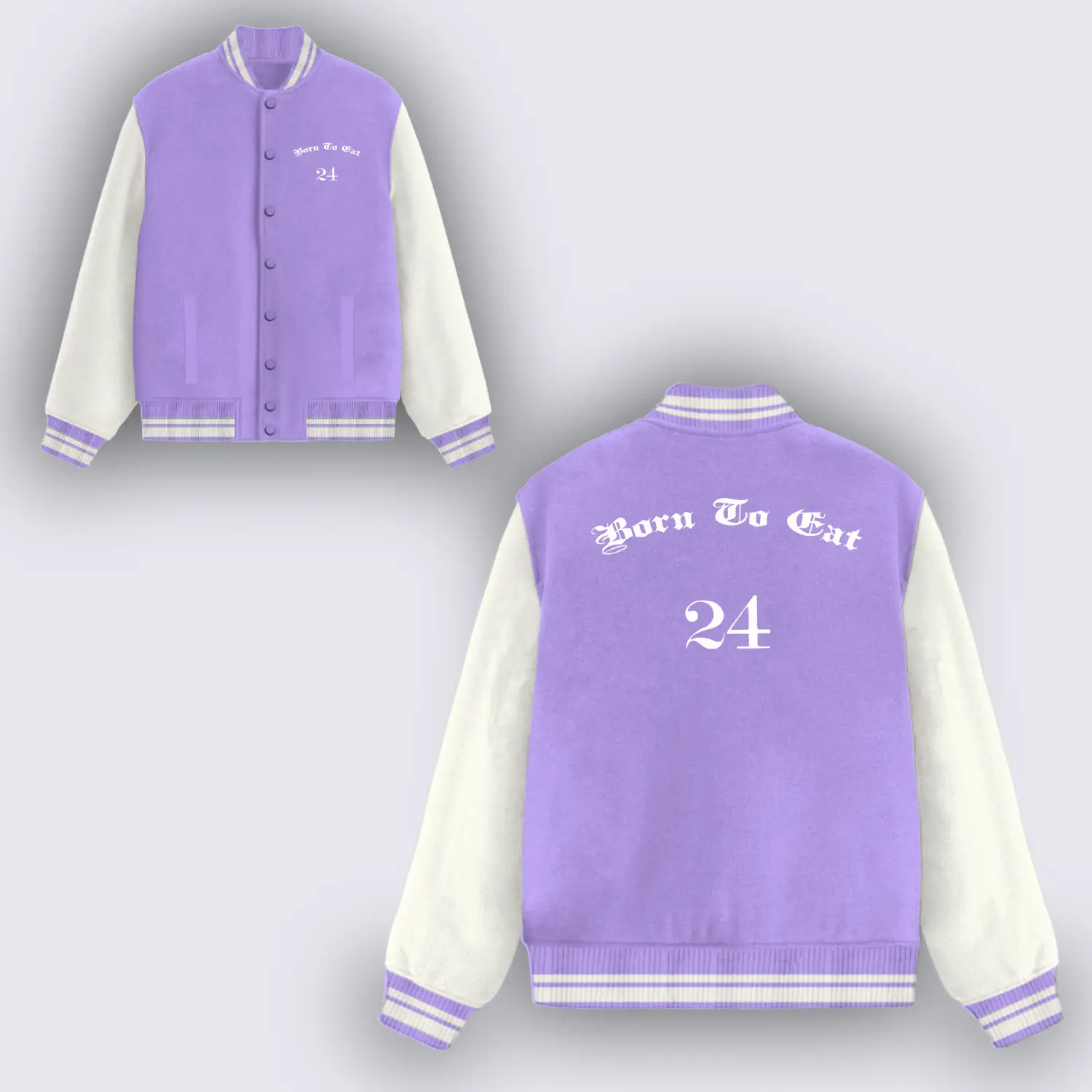 Born To Eat Lavender Varsity Jacket