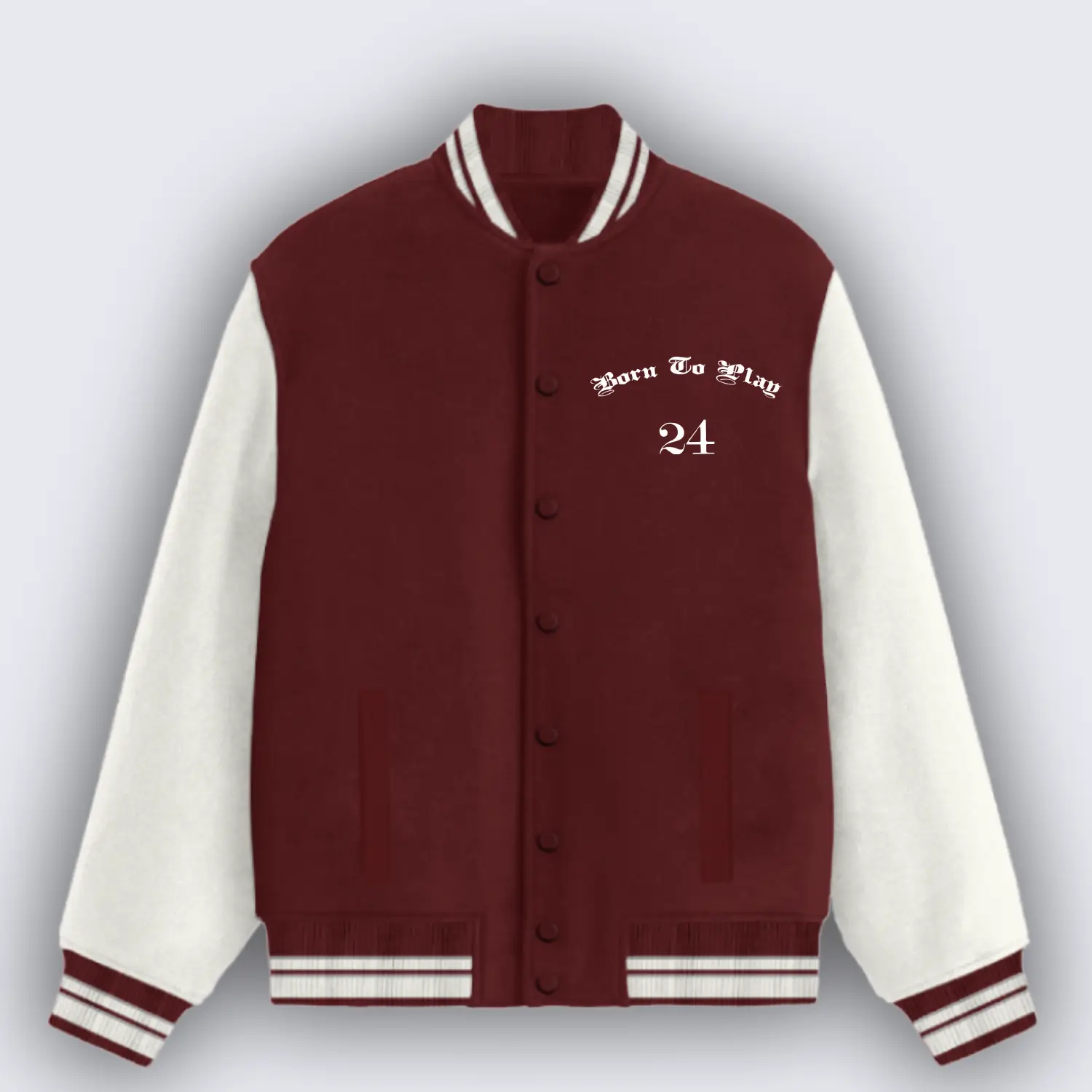 Born To Play Maroon Varsity Jacket - Image 2