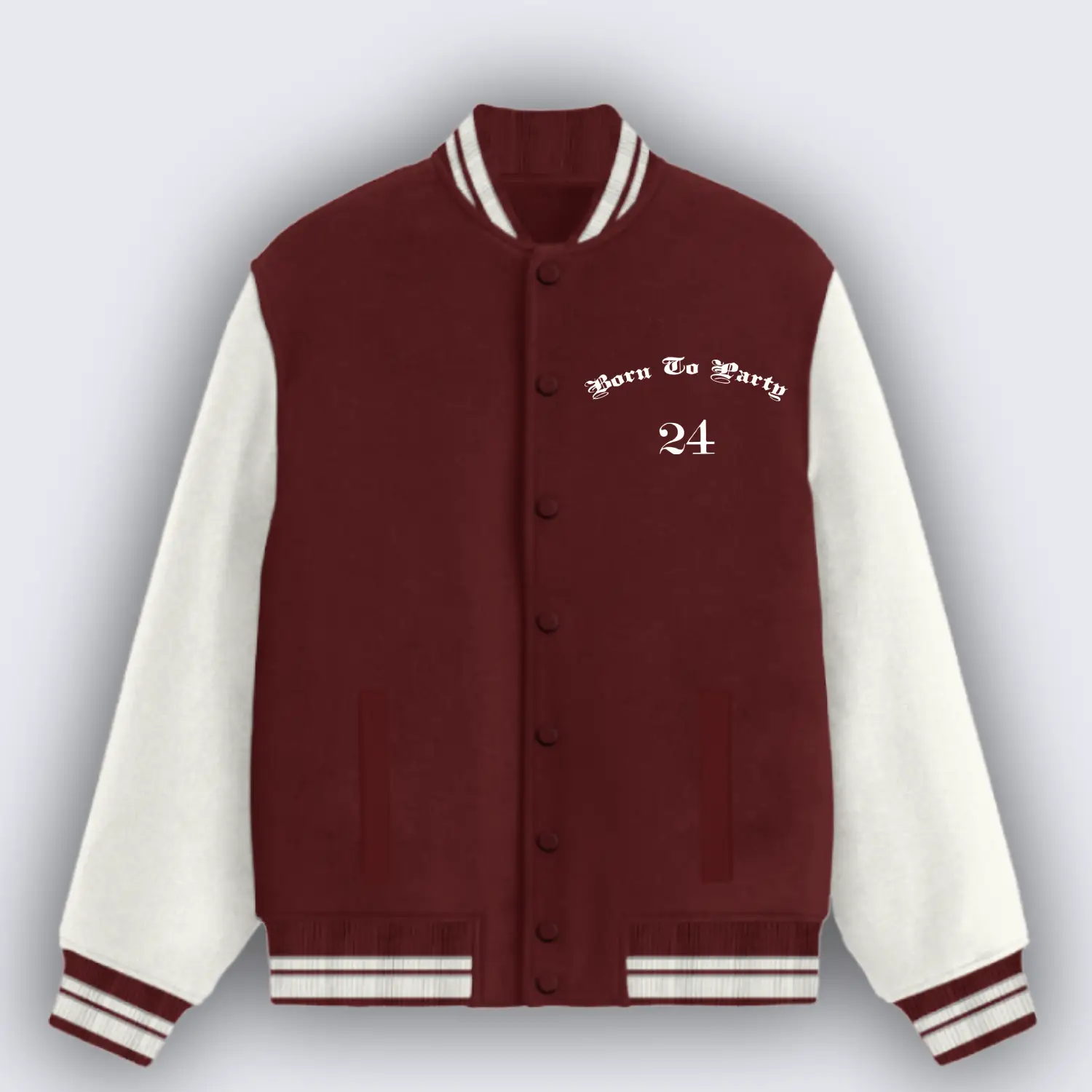 Born To Party Maroon Varsity Jacket - Image 2