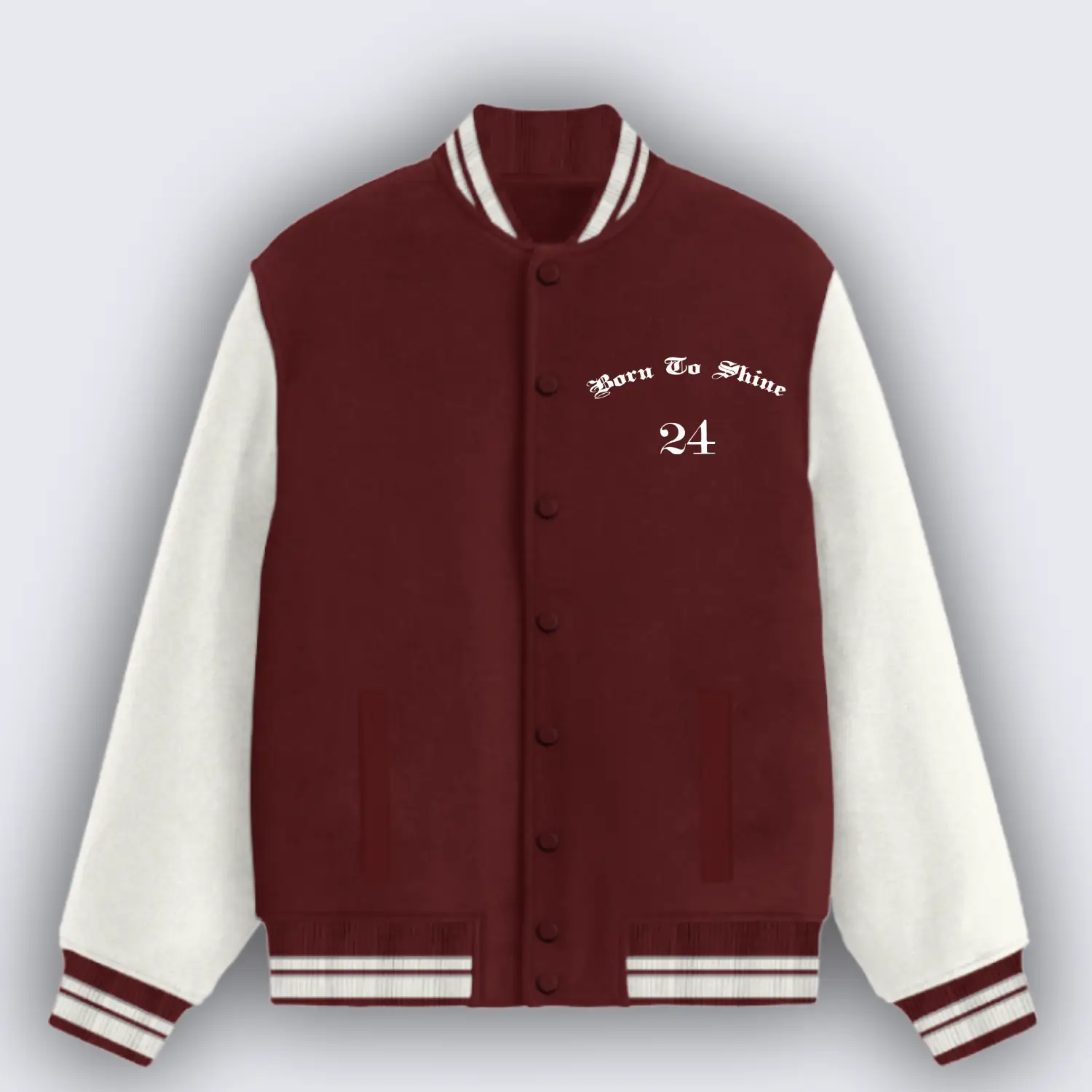 Born To Shine Maroon Varsity Jacket - Image 2