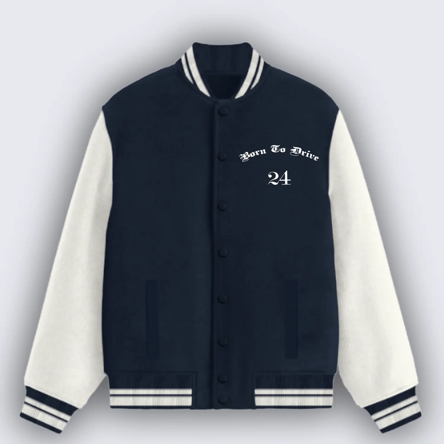 Born To Drive Navy Blue Varsity Jacket