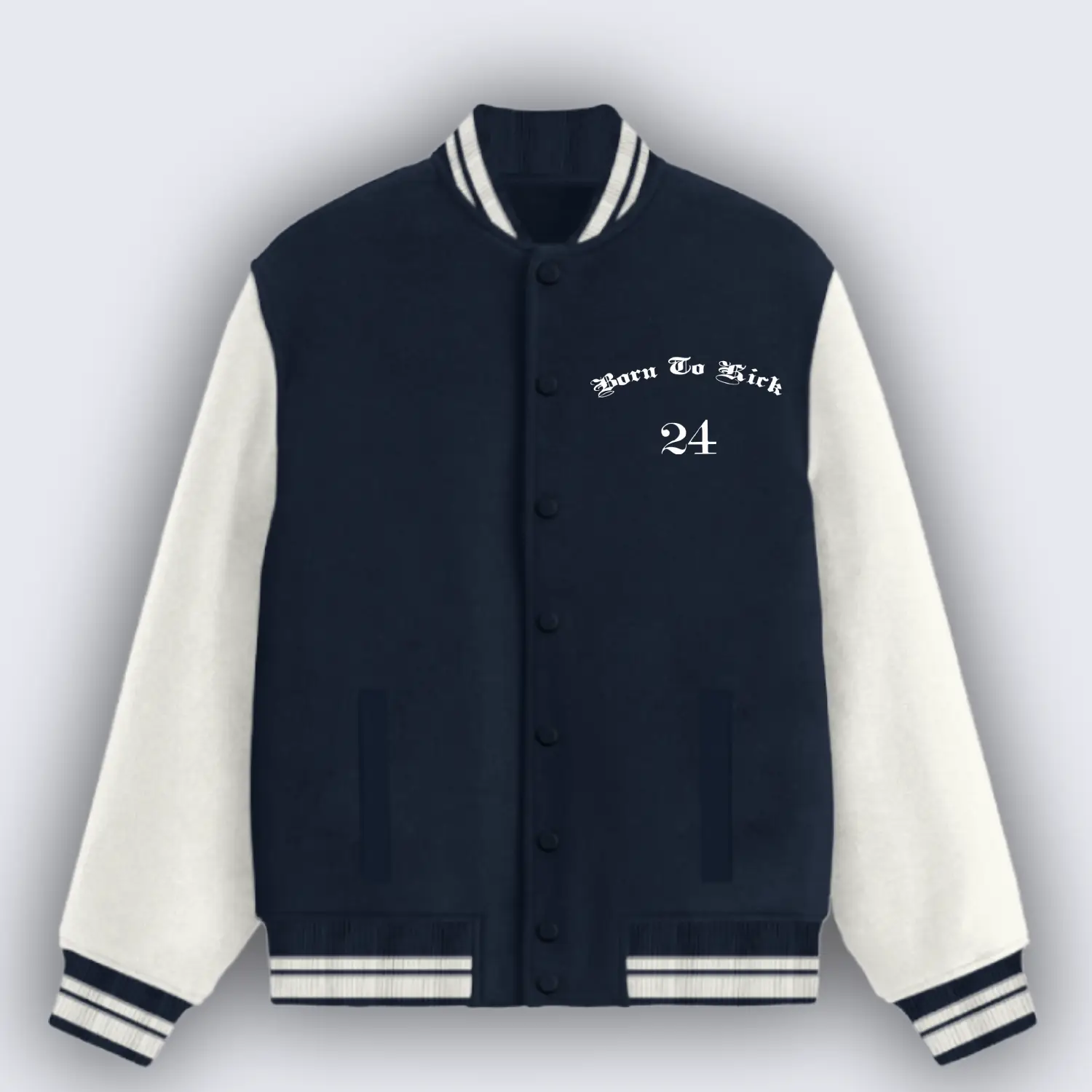Born To Kick Navy Blue Varsity Jacket