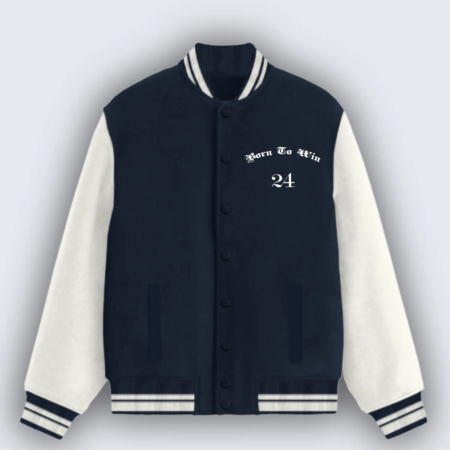Born To Win Navy Blue Varsity Jacket