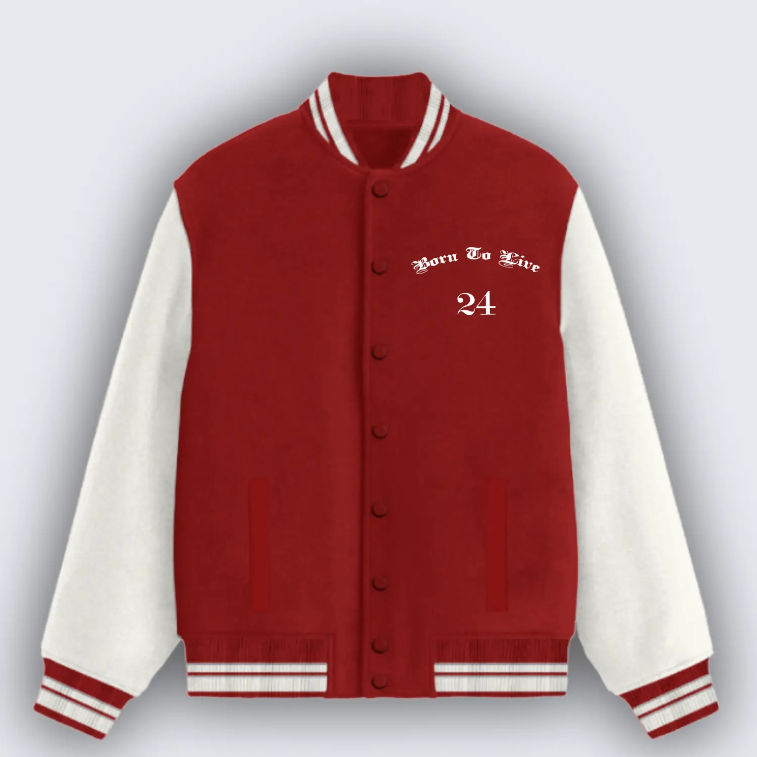 Born To Live Red Varsity Jacket - Image 2