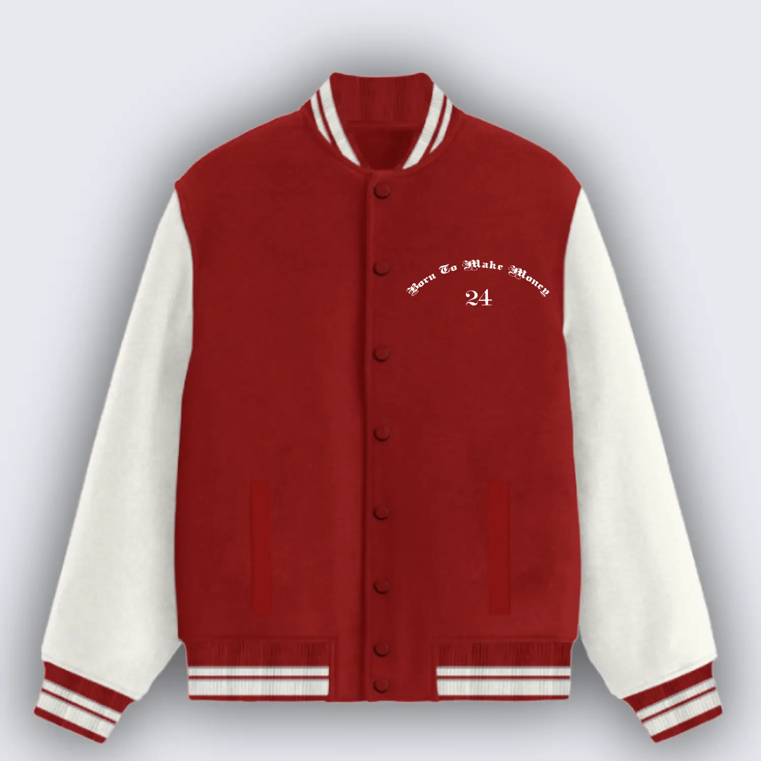 Born To Make Money Red Varsity Jacket - Image 2